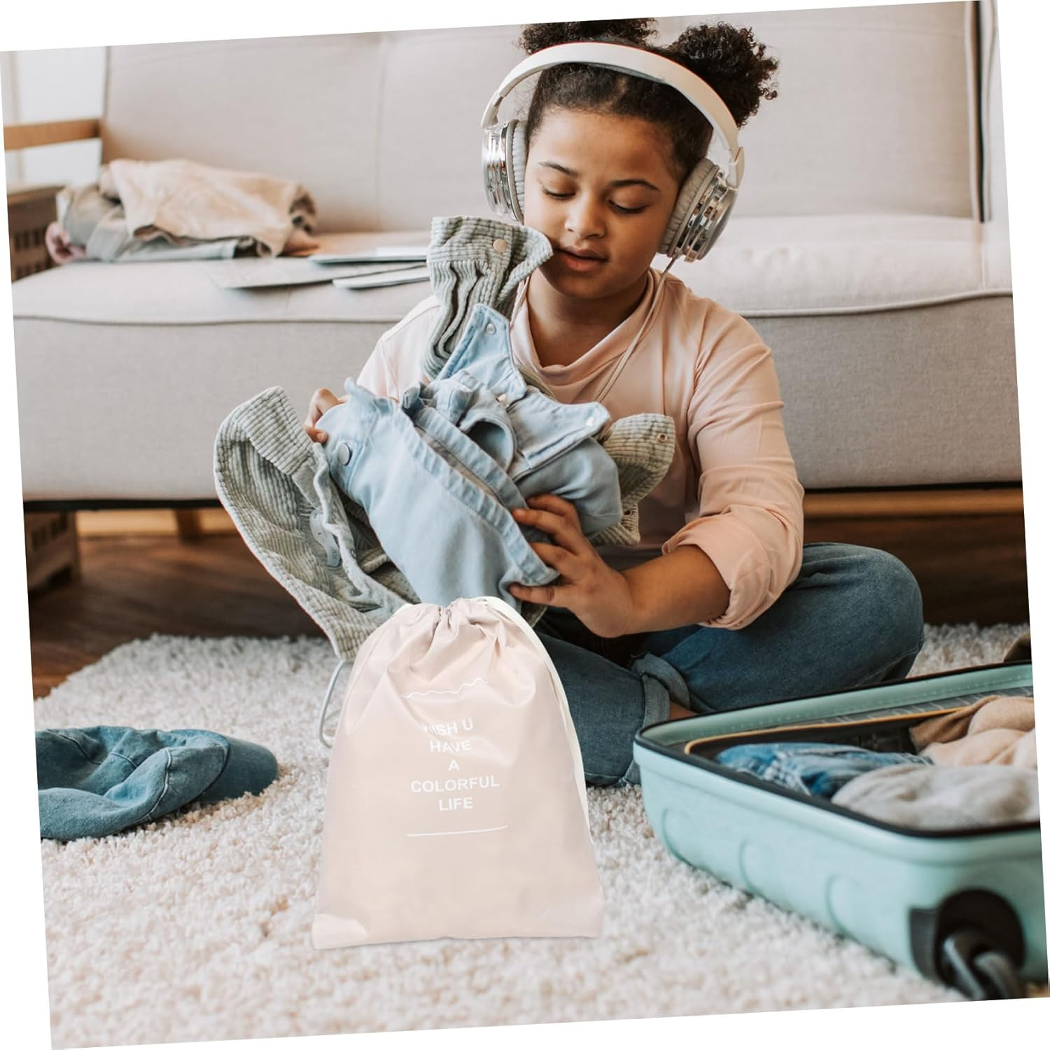 CONGARTENO 7Pcs Travel Packing Organizer Suitcase Packing Cubes Clothing Storage Bags Luggage Organizers Electronics Bag Compression Storage for Business and Home image number 5