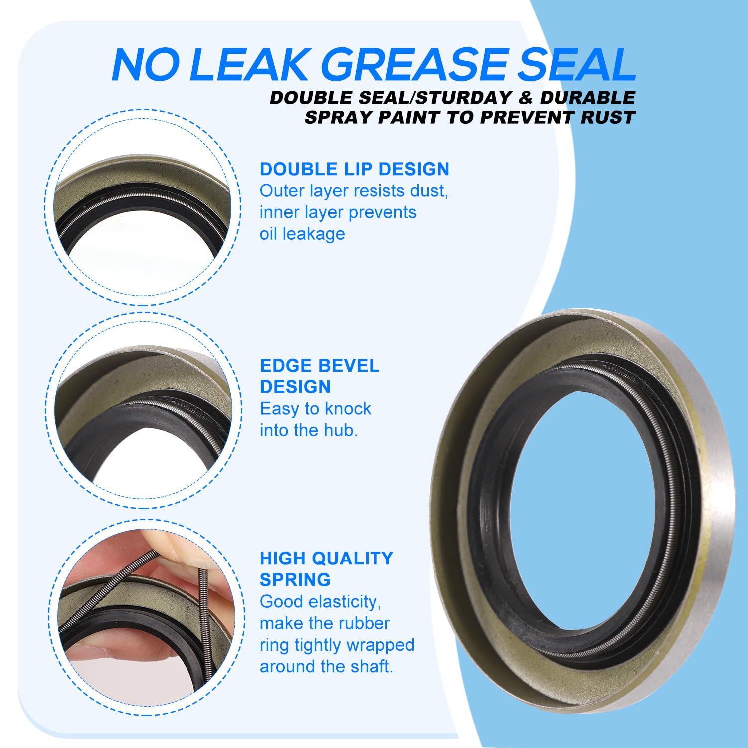 2 Sets 1 Inch Trailer Hub Bearing Kits, L44643/L44610 Bearing Kits with 12192TB Grease Seals, 1.98 Inch Dust Caps, Rubber Seals, Cotter Pins for 2000-2200Lb Trailer Axle image number 2