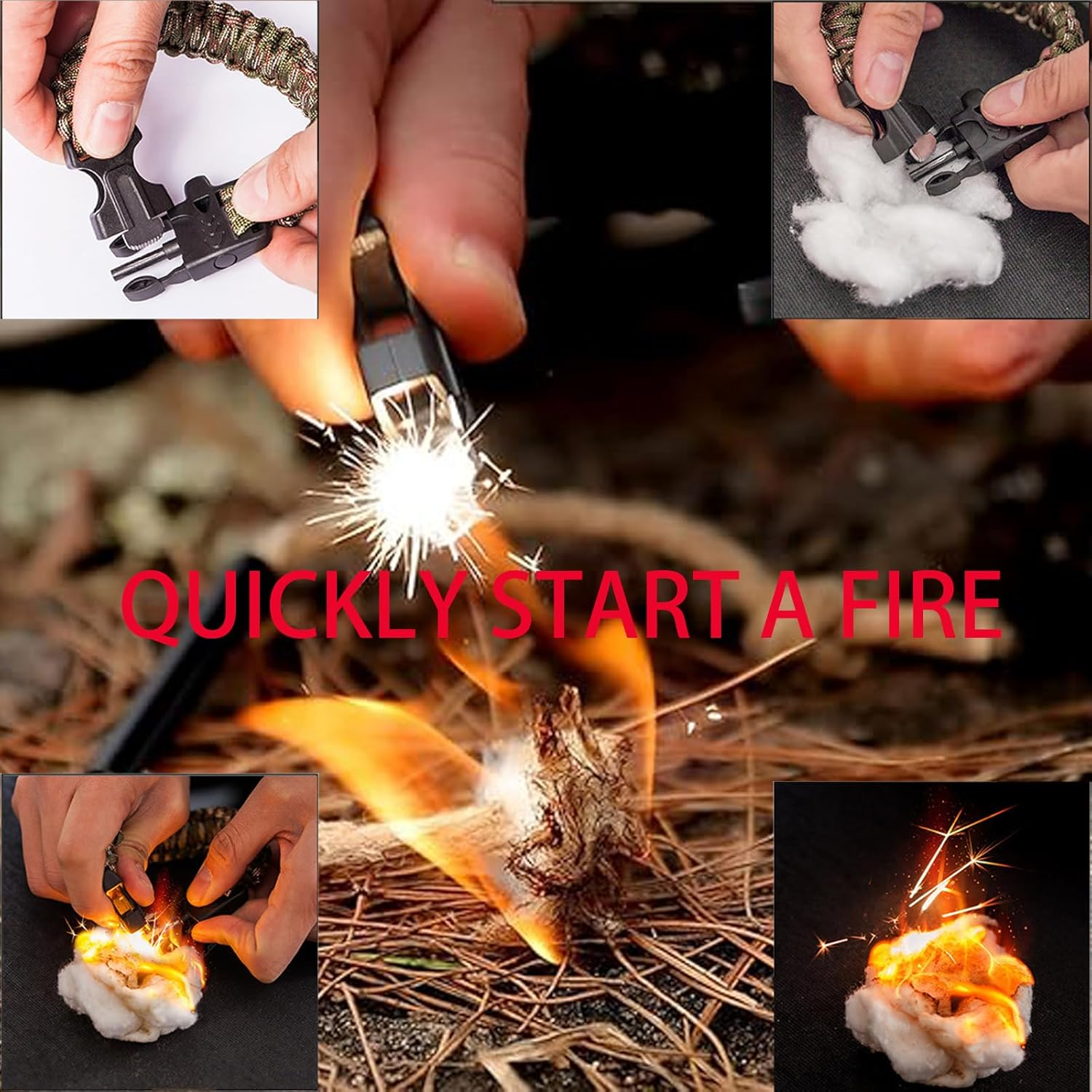 3 Pack Paracord Bracelet, 5 in 1 Paracord Bracelets,Fire Starter, Loud Whistle, Reliable Compass, Rope Cutter, Reliable Paracord image number 4