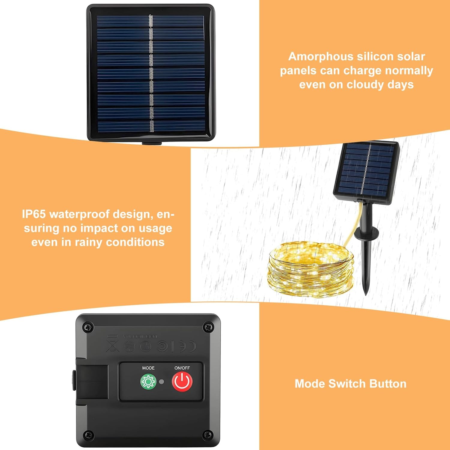 2 Pcs Solar Fairy Lights Outdoor, 12M 100 LED Solar String Lights with 8 Modes & IP65 Waterproof, Auto On/Off Garden Lights for Diwali Christmas Party Patio & Garden Decor (Warm White) image number 1