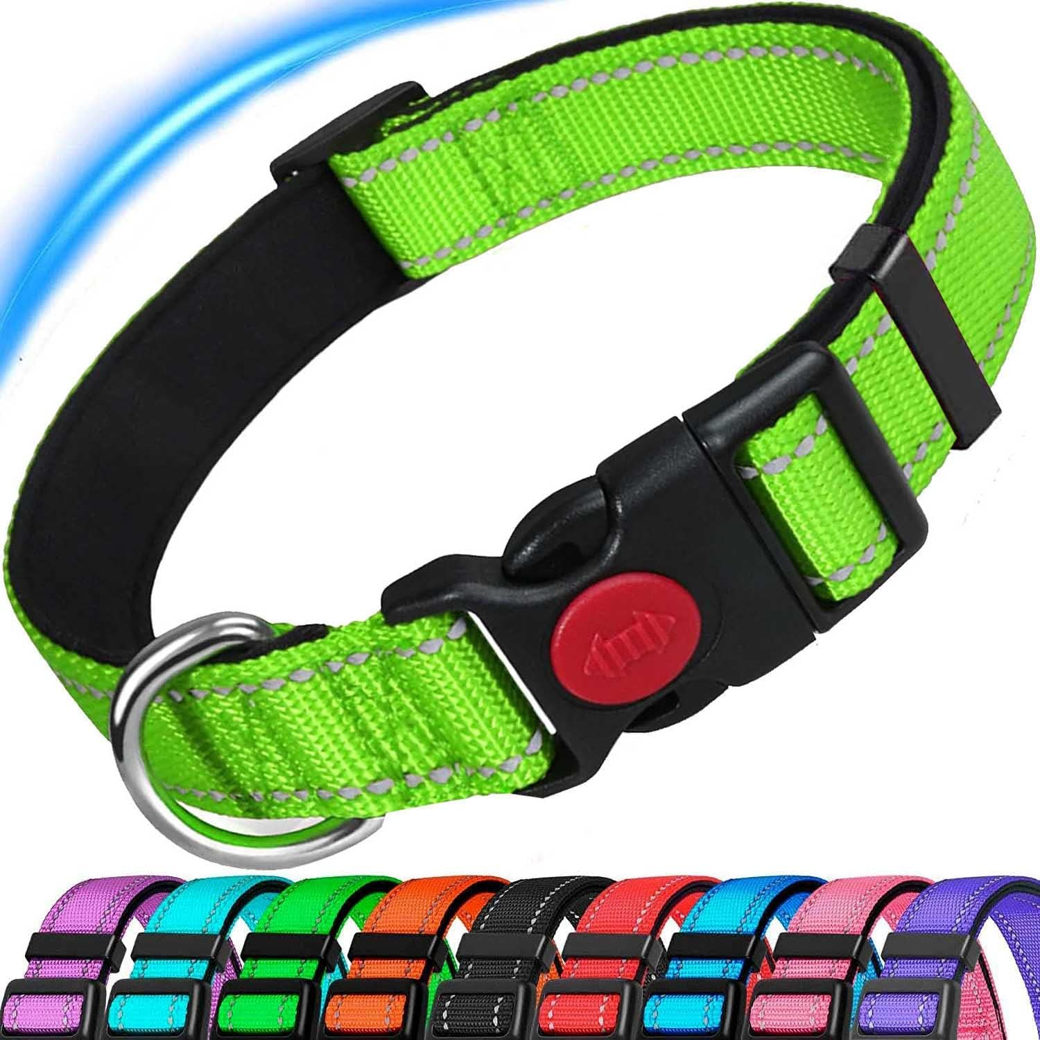 Dog Collar, Reflective Adjustable Basic Dog Collar with Soft Neoprene Padding, Durable Nylon Pet Collars for Puppy Medium Dogs