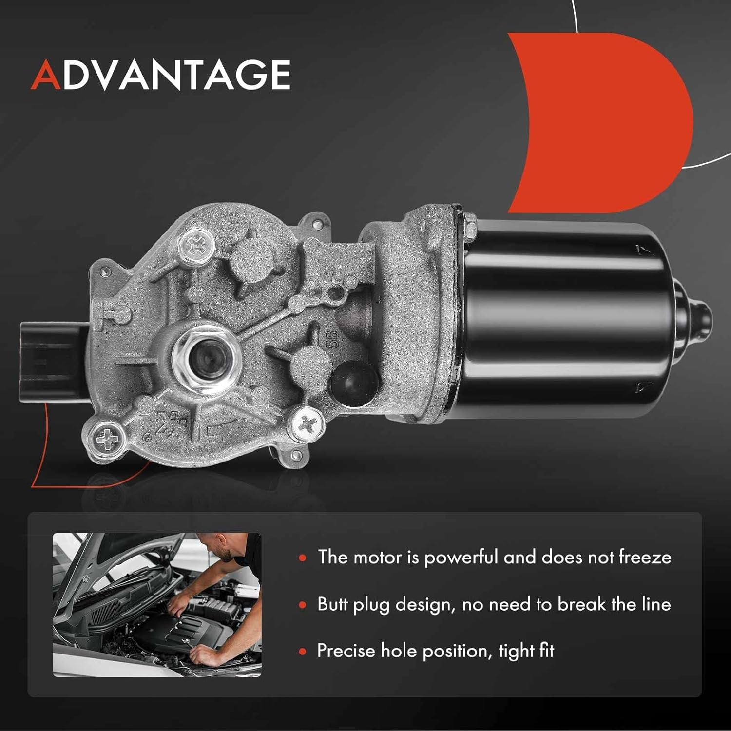 A-Premium Front Windshield Wiper Motor Compatible with Honda Civic 2006 2007 2008 2009 2010 2011, 1.3L 1.8L 2.0L, Sedan, 5-Pin, Replace# 76505-SNA-A01, 76505-SNA-A02 image number 1