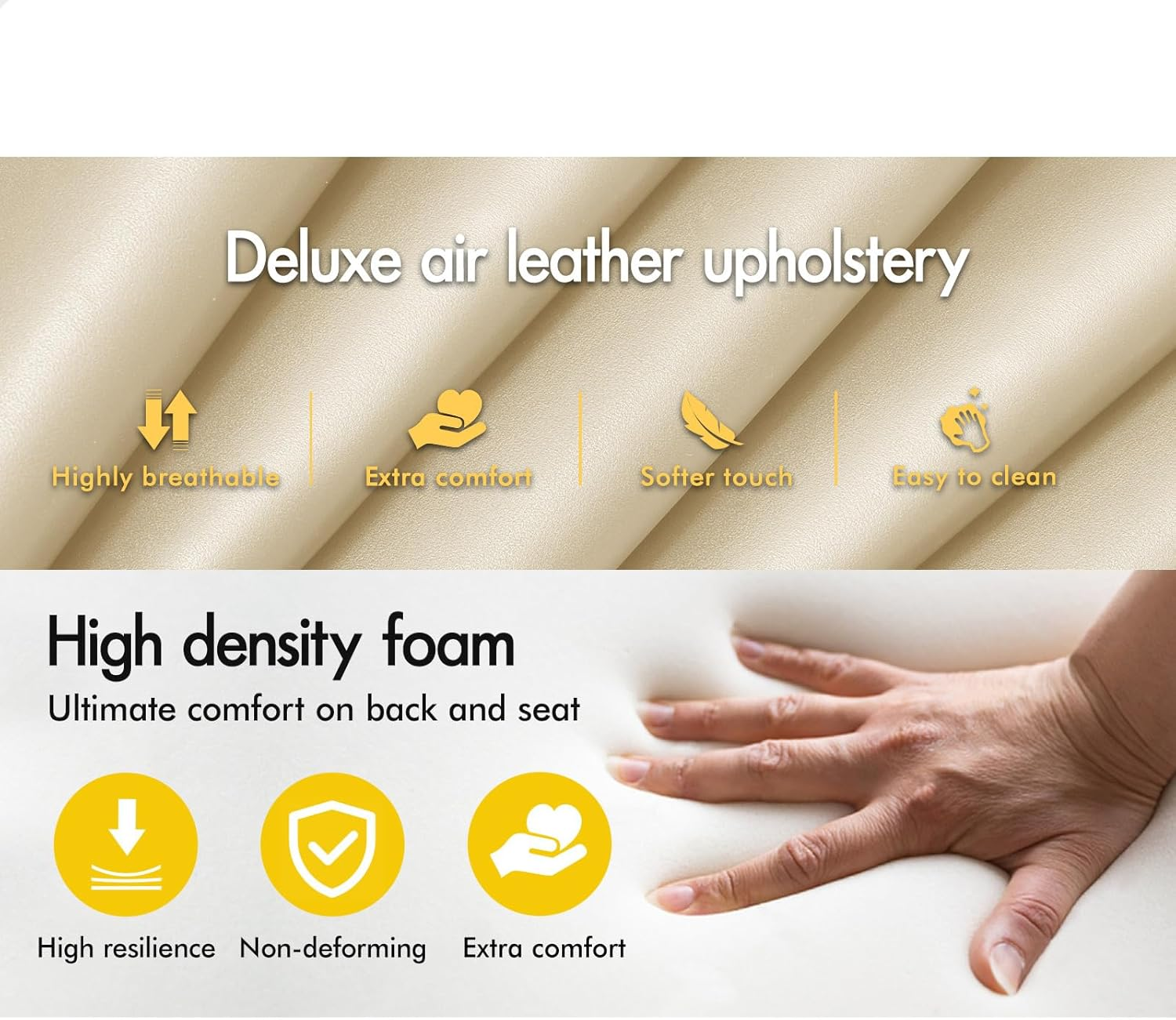 ALFORDSON 2X Bar Stool Gas Lift, Swivel Air Leather Bar Chairs, Counter Dining Chairs, Adjustable Kitchen Barstools in 64-85Cm Seat Height, Home Bar Dining Room Furniture, Stella Beige image number 6