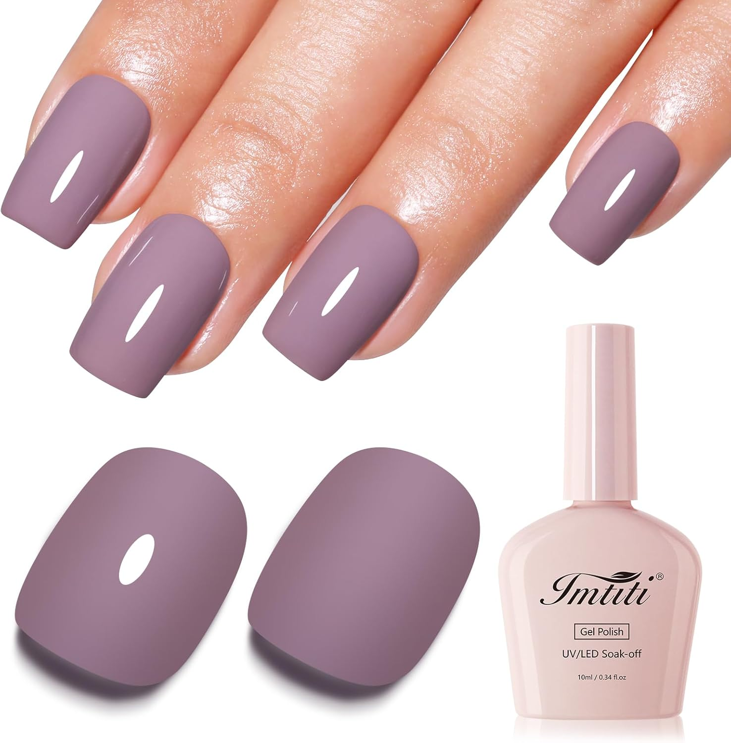 Imtiti Grey Purple Gel Nail Polish, Grey UV Gel Polish for Nail Art, Soak off UV LED