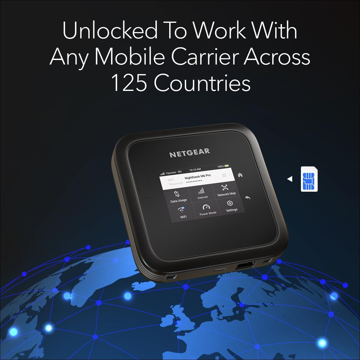 NETGEAR Nighthawk M6 Pro Mobile Hotspot 5G Mmwave, 8Gbps, Unlocked, Telstra, Optus, Vodafone, International Roaming 125 Countries, Wifi 6E, Portable Device for Travel, Modem Wireless Router (MR6550) image number 4