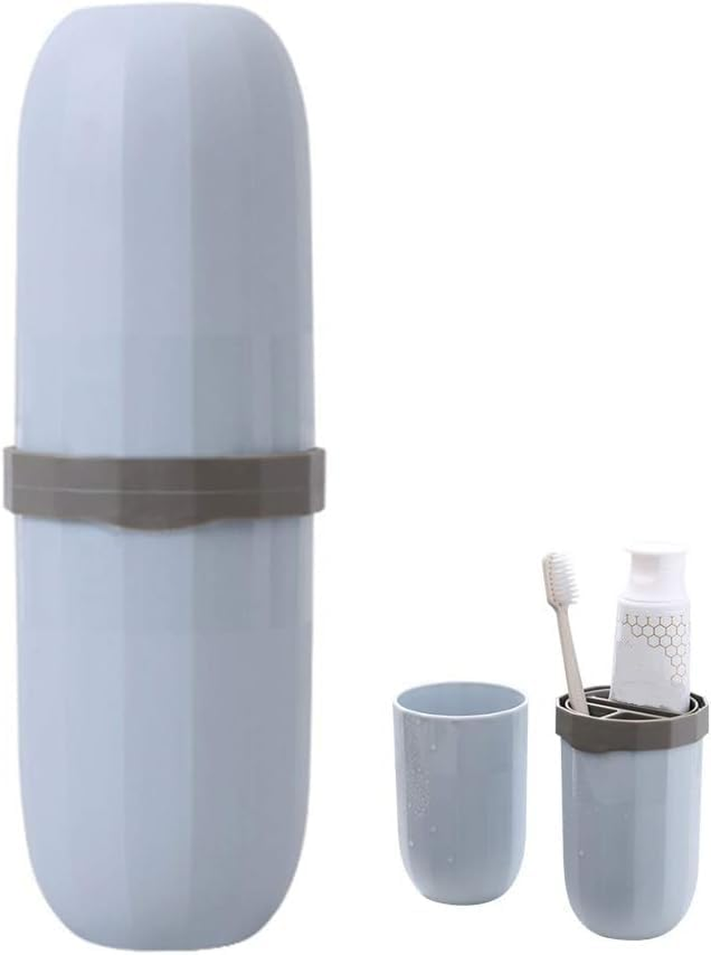 Portable Travel Toothbrush Case,Multifunctional Toothpaste Travel Case Holder Hard Plastic Tooth Brush Container Toothbrush Storage Box for Travel,Business,Home,Camping (Blue, One Size) image number 2