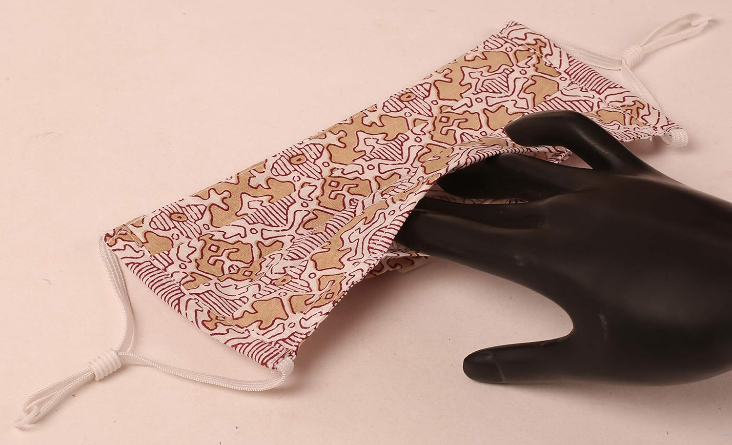 Touchstone Indian Heritage Fabric Adjustable Filter Pocket Nose Bridge Double Layer Cotton Face Mask Reusable Washable for Men, Women (Pack of 4). Brown Blue Black Sea Green image number 2