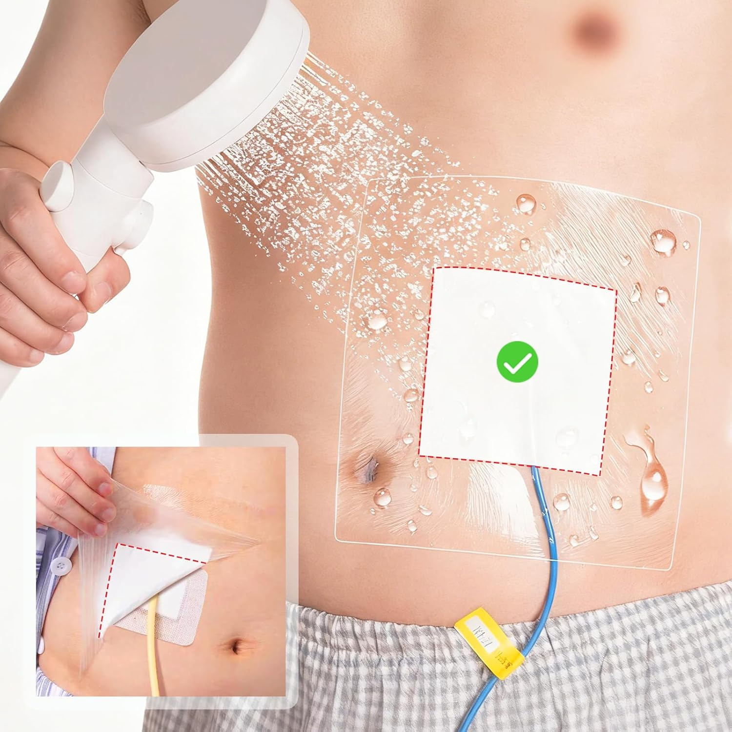 Wound Adhesive Film Bandage,Dialysis Catheter Shower Cover,Waterproof Ostomy Bag Protector Shield,Large Adhesive Dressing Absorbent Patche-10"X10"-6Pcs image number 3