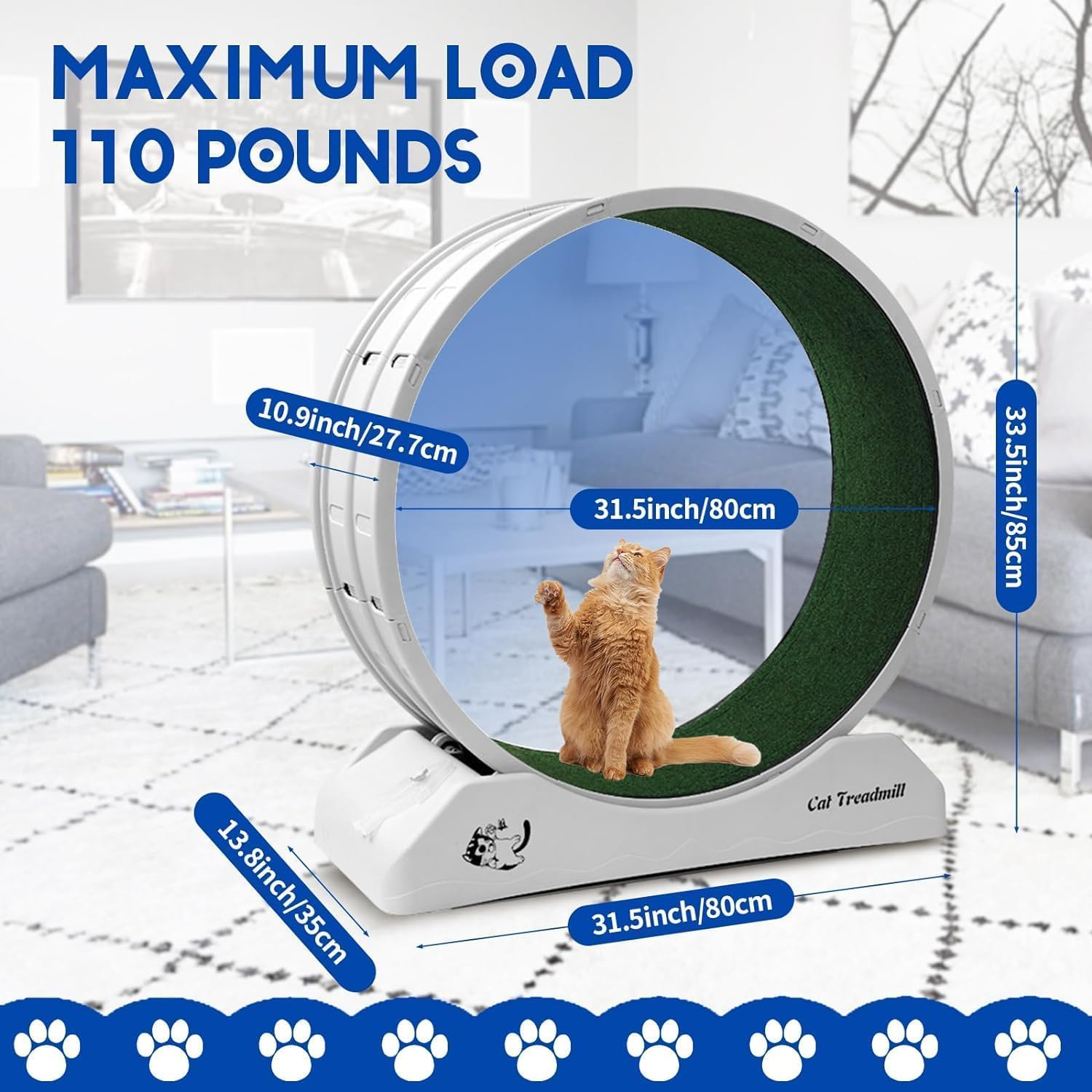 Homodoskey Cat Exercise Wheel Cat Wheels for Indoor Cats, Cat Running Wheel with Carpeted Runway, Cat Treadmill Wheel Exerciser for Kitty&rsquo;S Longer Life, Plastic Cat Wheel for Fitness Weight image number 1