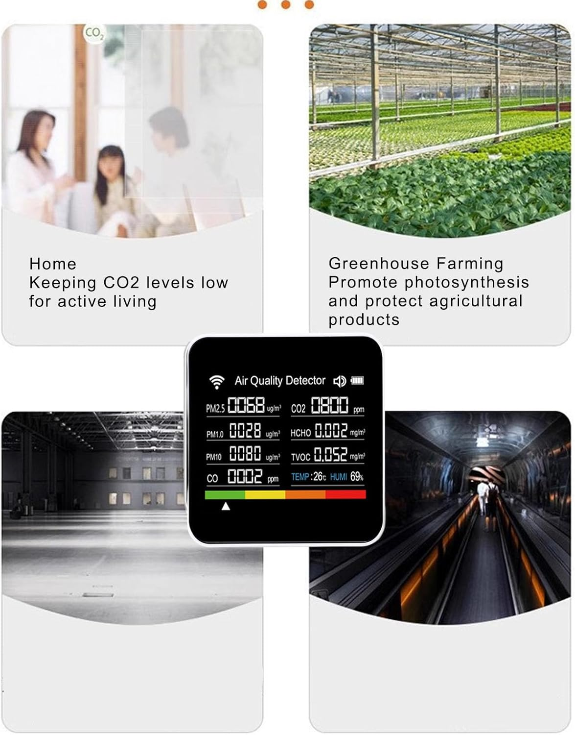 Jectse 14 in 1 Portable Air Quality Monitor, CO2 Detector Air Quality Meter with 2.8 TFT Screen, PM2.5, Vocs, Temperature, Humidity Display, for Home, Hotel, Office, Car, Battery image number 1