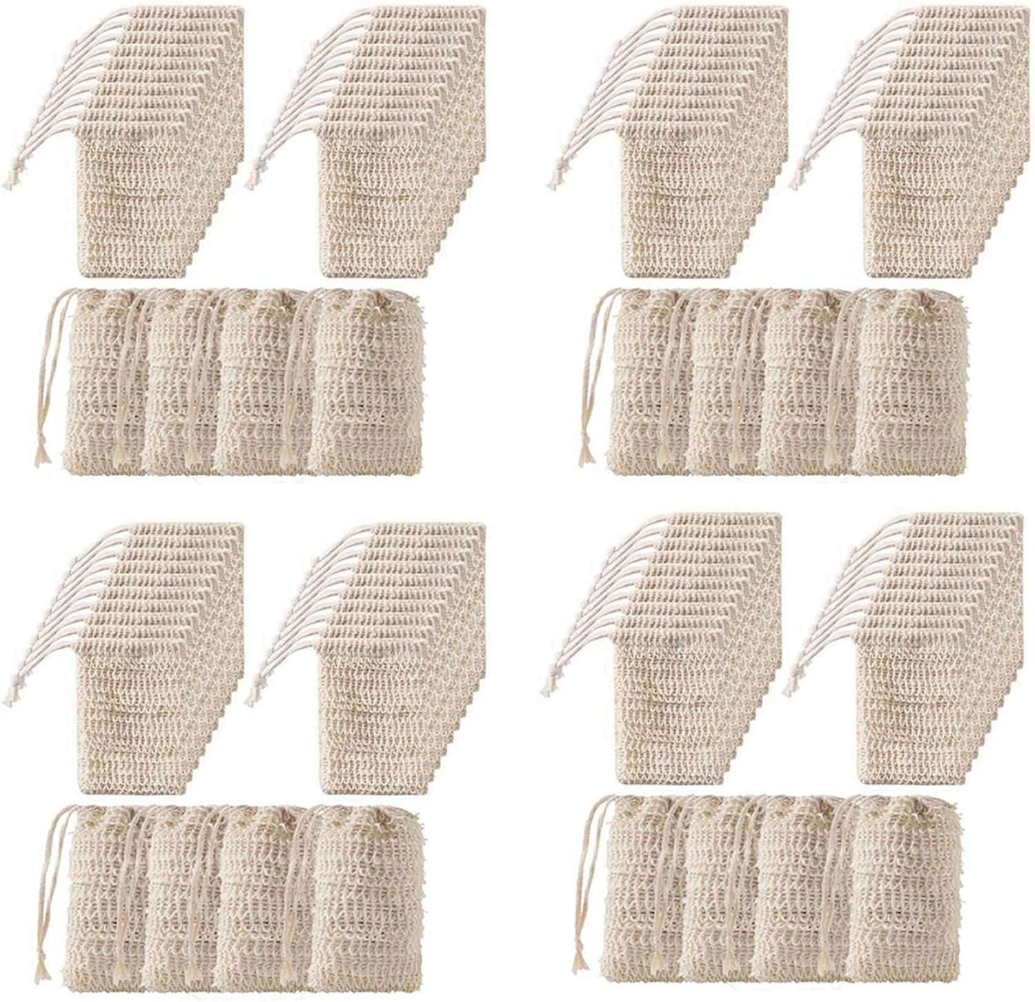 200Pcs Shower Bath Sisal Soap Bag Natural Sisal Soap Bag Exfoliating Soap Saver Pouch Holder image number 2