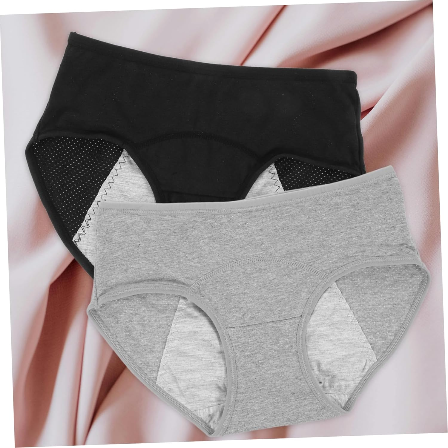 NOLITOY Women Leak Briefs for Heavy Flow Washable Cotton Midrise Period Panties Breathable and Comfortable Design for Postpartum Use Grey image number 5