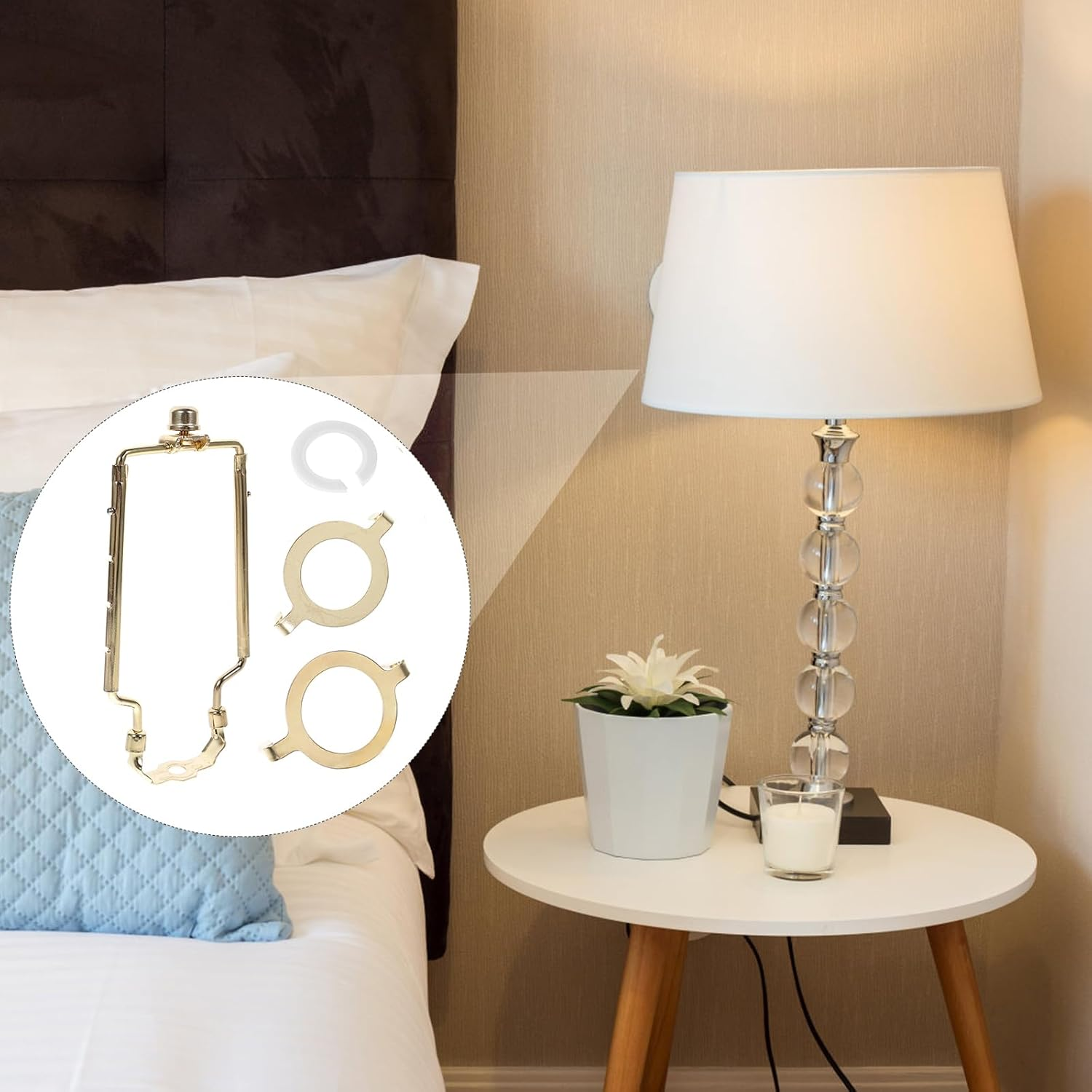 DOITOOL Adjustable Lamp Shade Harp Holder Nickel-Plated Metal Bracket Lighting for Table and Floor Lamps Fits 9-12 Inch Shades Suitable for Home Cafe Restaurant Use image number 2