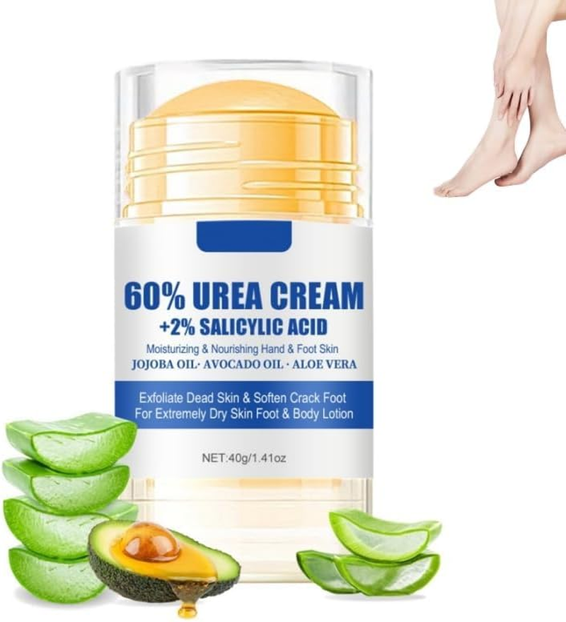 Urea Cream 60% plus 2% Salicylic Acid,Heel Stick for Cracked Feet,Moisturizer for Feet & Hands.Feet Lotion for Dry and Cracked Skin (1PCS)