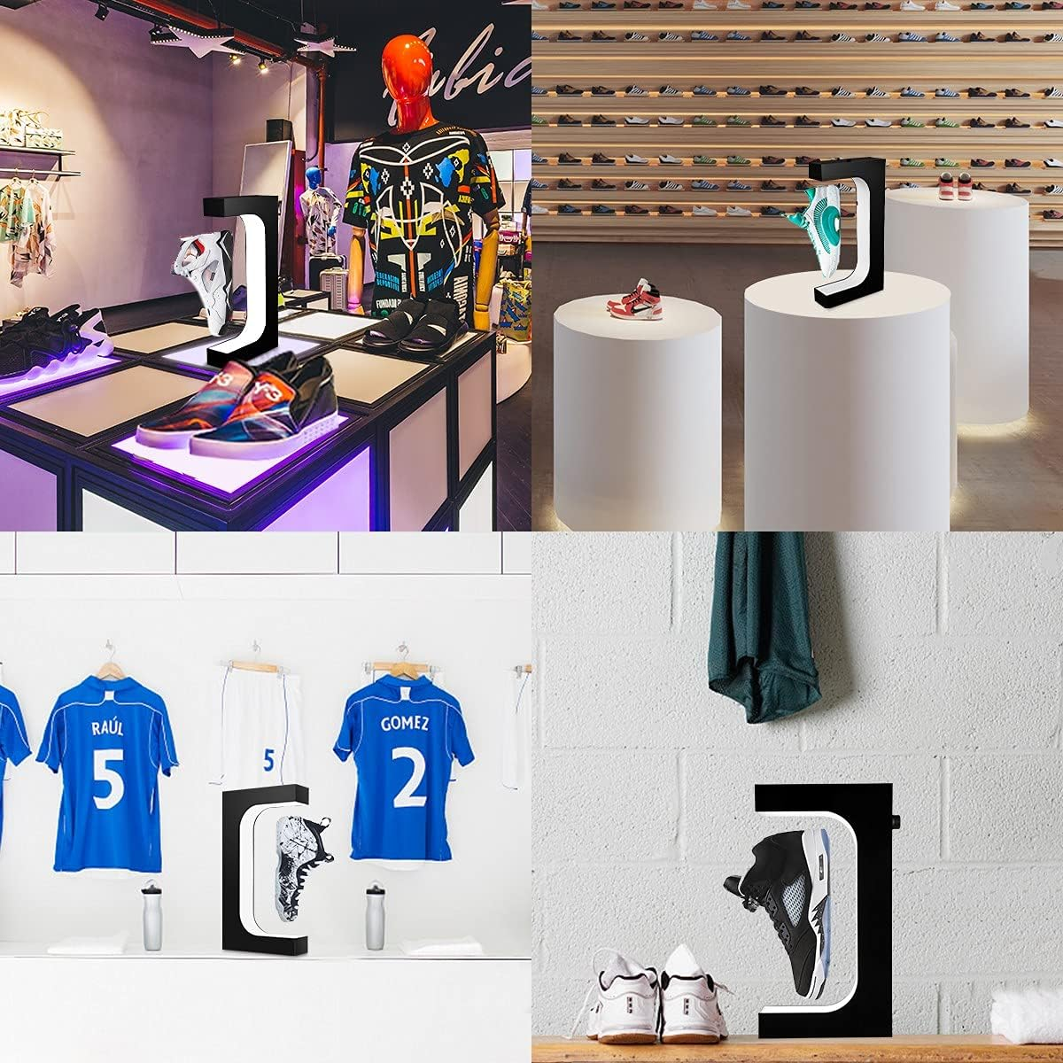 Floating Shoe Display Magnetic Levitation Sneaker Stand with LED Light Rotating Levitating Holder Rack for Shoes Collectors Advertising Exhibition Shoe Store Show Home Decoration, Black image number 2
