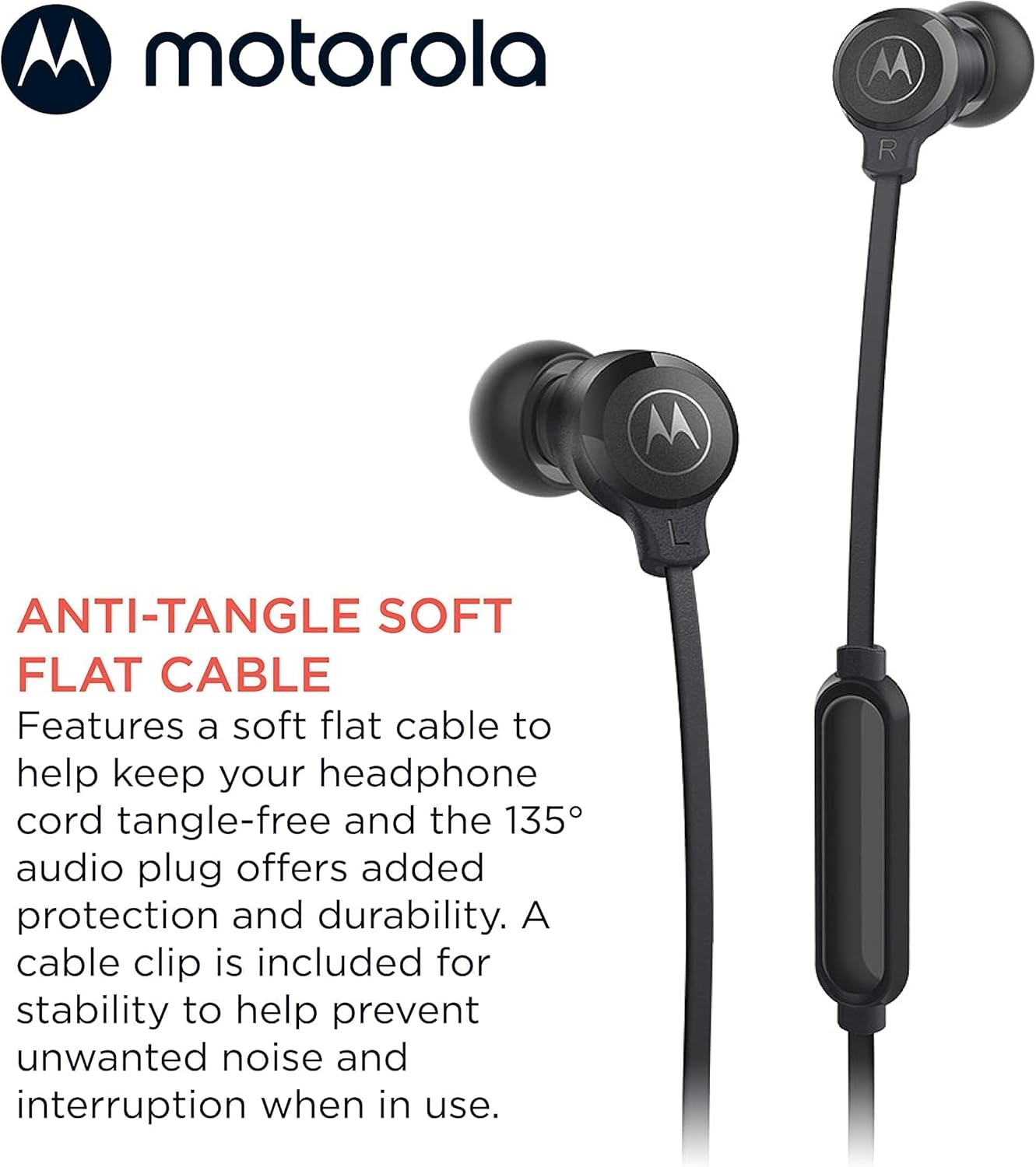 Motorola Sound Earbuds 3-S | In-Ear Headphones with Microphone | Anti-Tangle Cable, Deep Bass and Ergonomic Design with Comfort Fit | 3.5Mm | Black