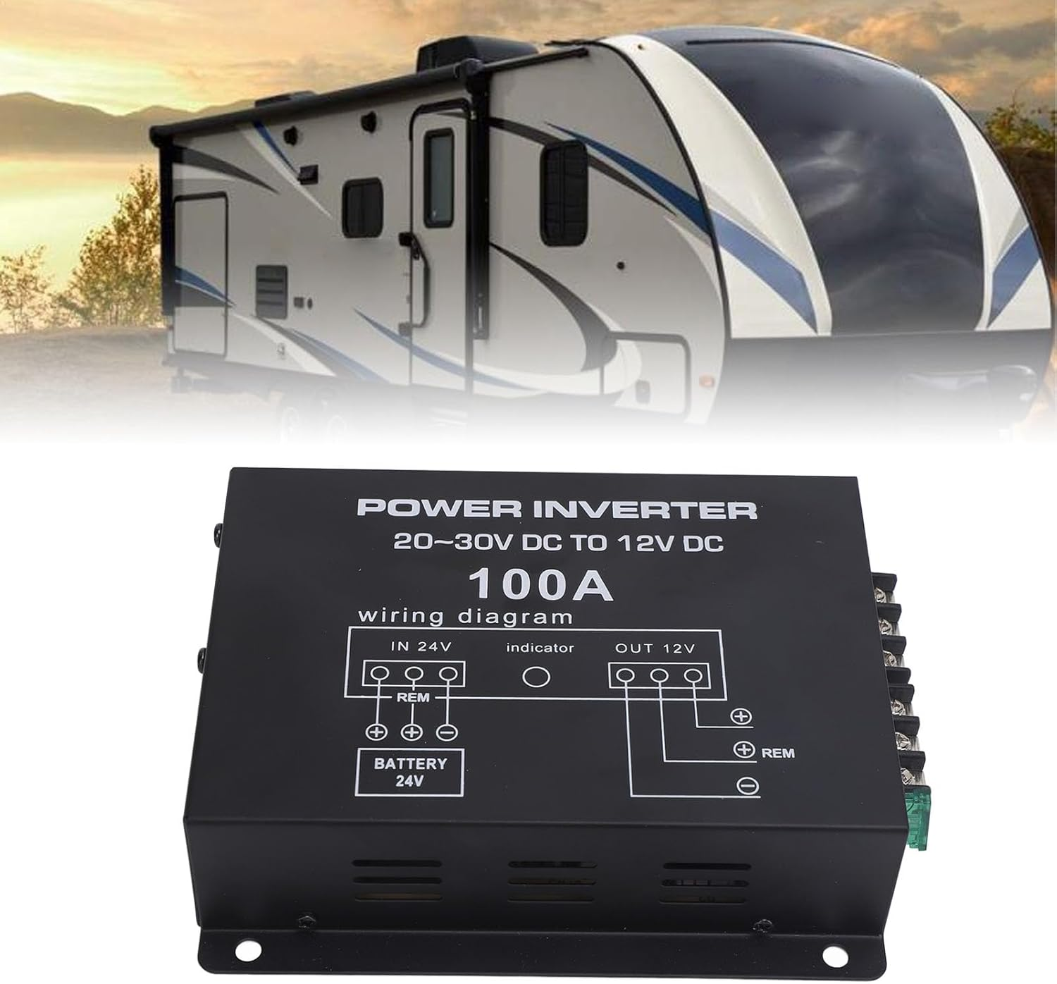 DC 24V to 12V Step down Converter, Power Voltage Regulator Reducer, Compact Transformer Module for Car, Truck, RV Electronics - 24V to 12V Converter (60A) (80A) (100A)