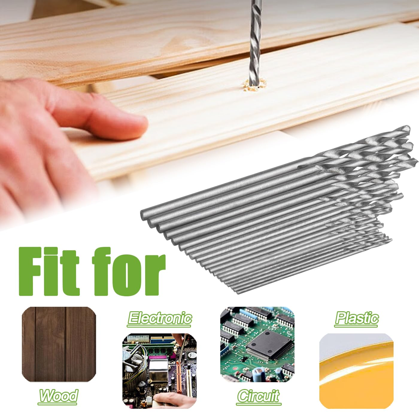 20 Pcs Mini Micro Drill Bits 0.3-1.6Mm Shank Twist Drill HSS Small Twist Drill Bit Set DIY Manual Hardworking Kit Pin Vise Rotary Hand Tools Accessory image number 5