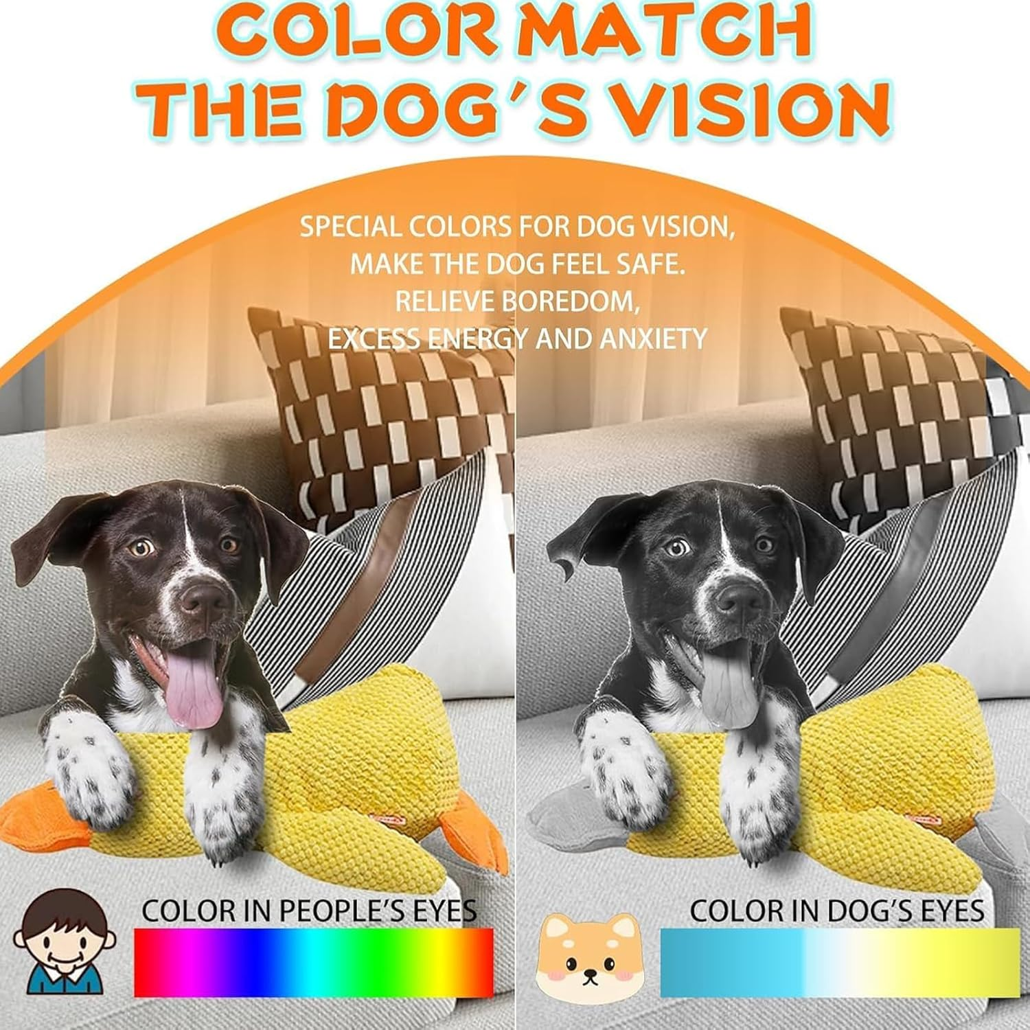 YUDOTE Calming Quack Duck Toys for Dogs Boredom, Stress Relief, Soft Stuffed Plush Toy with Squeaker for Small,Medium and Large Gentle Dogs Company, Bright Yellow image number 4