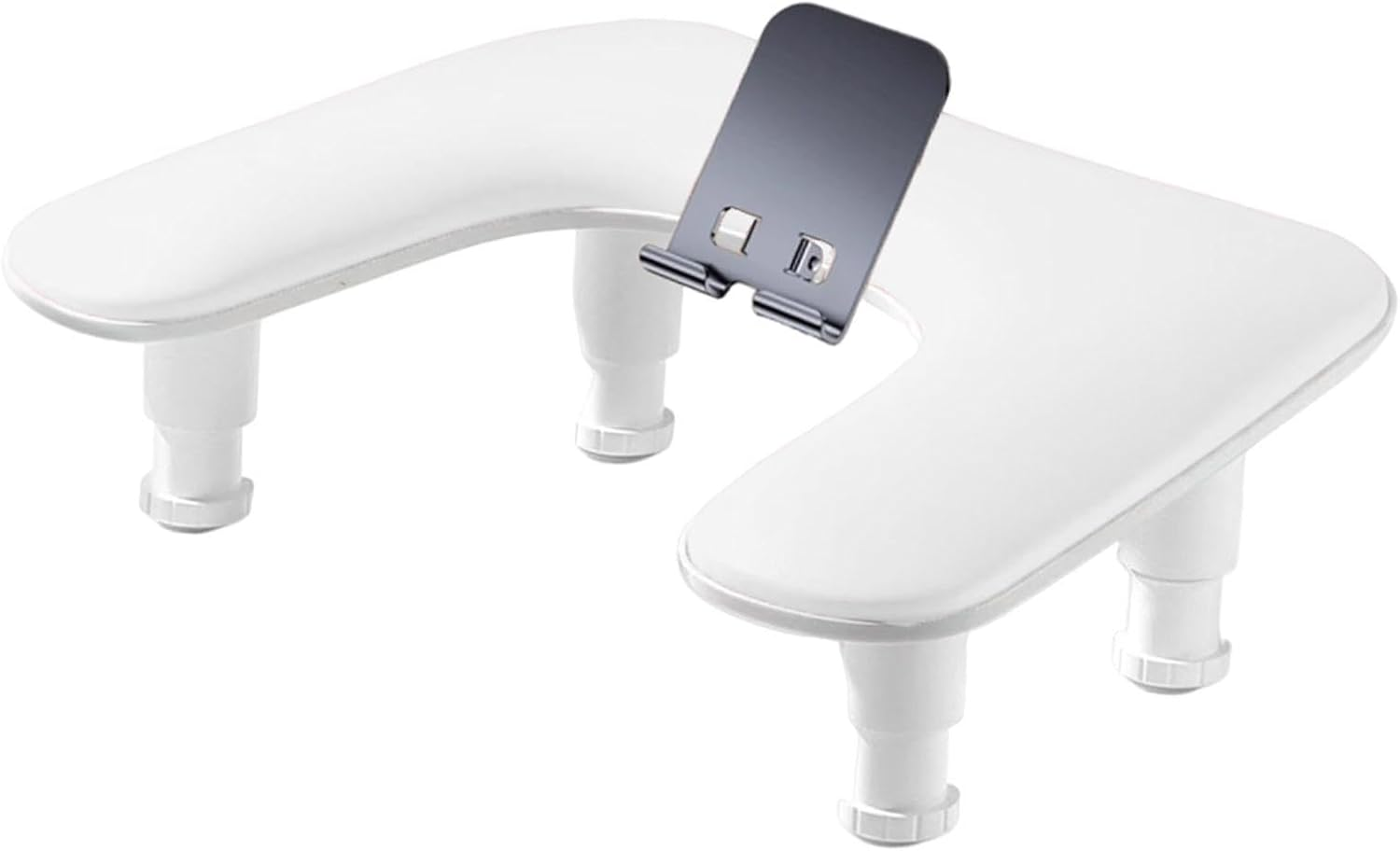 Perfeclan Nail Arm Rest Adjustable Height Premium Hand Cushion Durability Manicure Tool U Shaped with Phone Holder Nail Hand Rest Stand, White