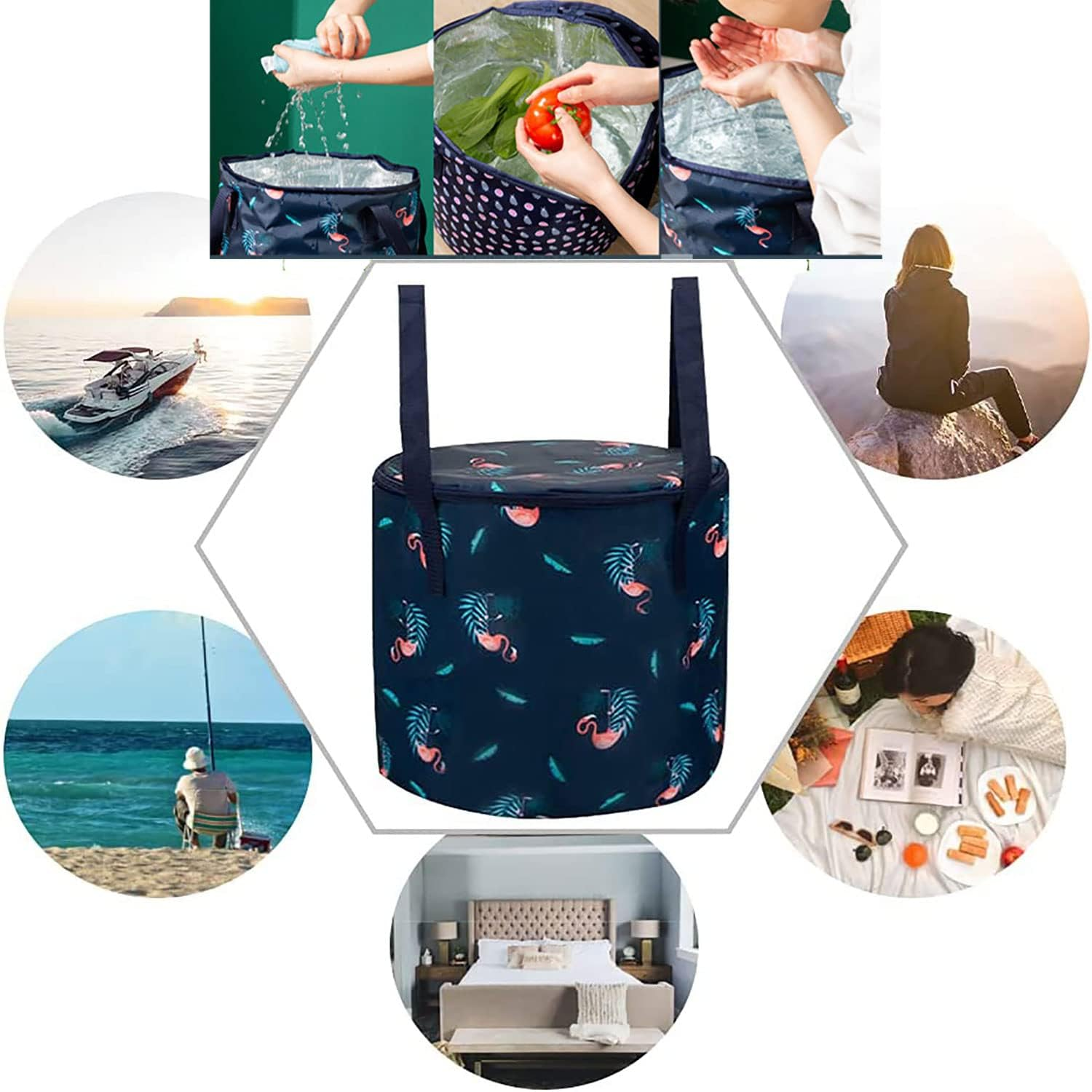 Collapsible Bucket for Soaking Feet, Portable Travel Foot Bath Tub, Insulated Foot Bath Bag with Lid，Foot Soaking Bath Basin Portable, Foot Spa Soaking Feet Home Pedicure Basin Outdoor Camping image number 5