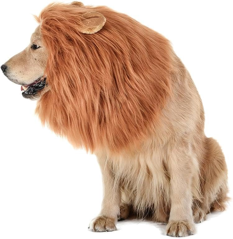 Lion Mane Wig for Dog and Cat Costume Ear and Tail Funny for Medium to Large Sized Dog Golden Retriever Halloween Lion Costumes image number 3