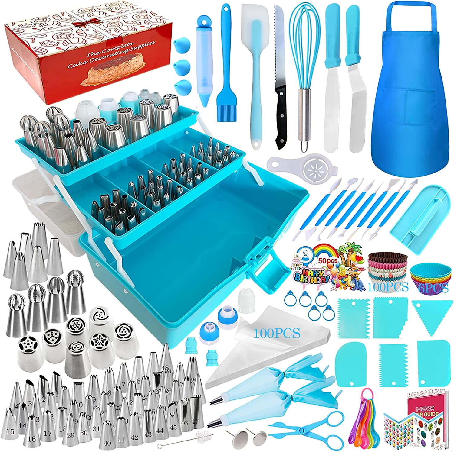 Makmeng Cake Decorating Tools Supplies Kit - 368Pcs Baking Supplies with Storage Case for Beginners - Icing Piping Bags and Tips Set for Cookies, Cupcake & Cake Frosting Fondant Decorating image number 5