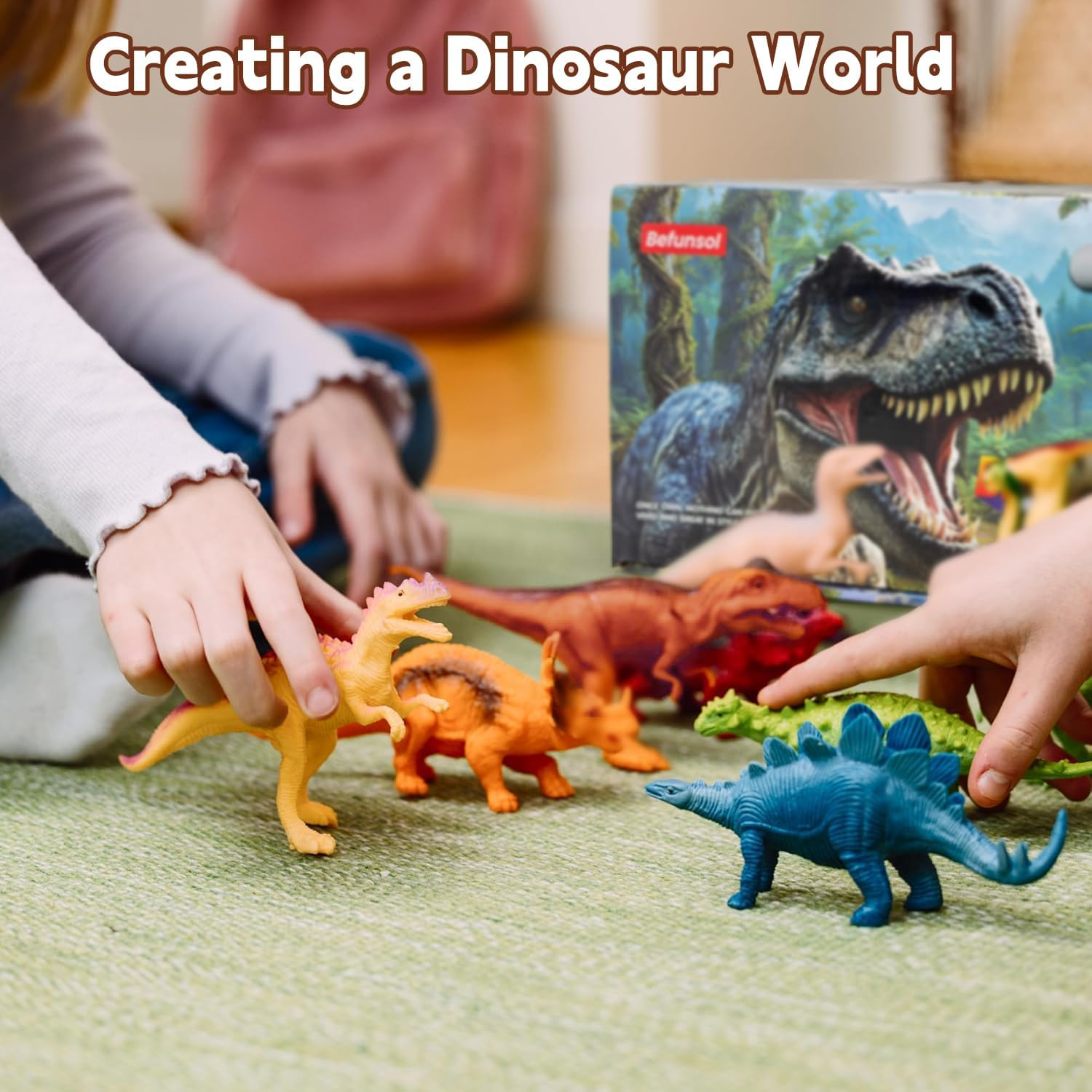 Befunsol Dinosaur Toys for Kids 3-5, 12-Pack Realistic Dinosaur Figures - Spinosaurus, T-Rex, Triceratops & Velociraptor, Dino Toys for 3 Year Old Girls Boys, 3 4 5 6 7 Year Old Girl Boy Gifts image number 1