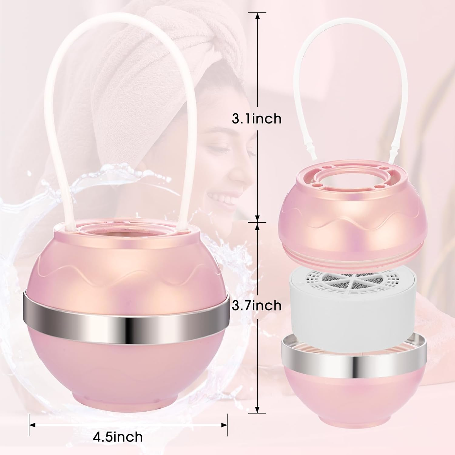 Bath Water Filter for Tub,Hardwater Softener for Tub to Remove Lead,Chlorine and Fluoride,Bpa Free Showerhead Filter Purify Your Bathwater for Healthier Skin and Hair - Light Pink image number 3