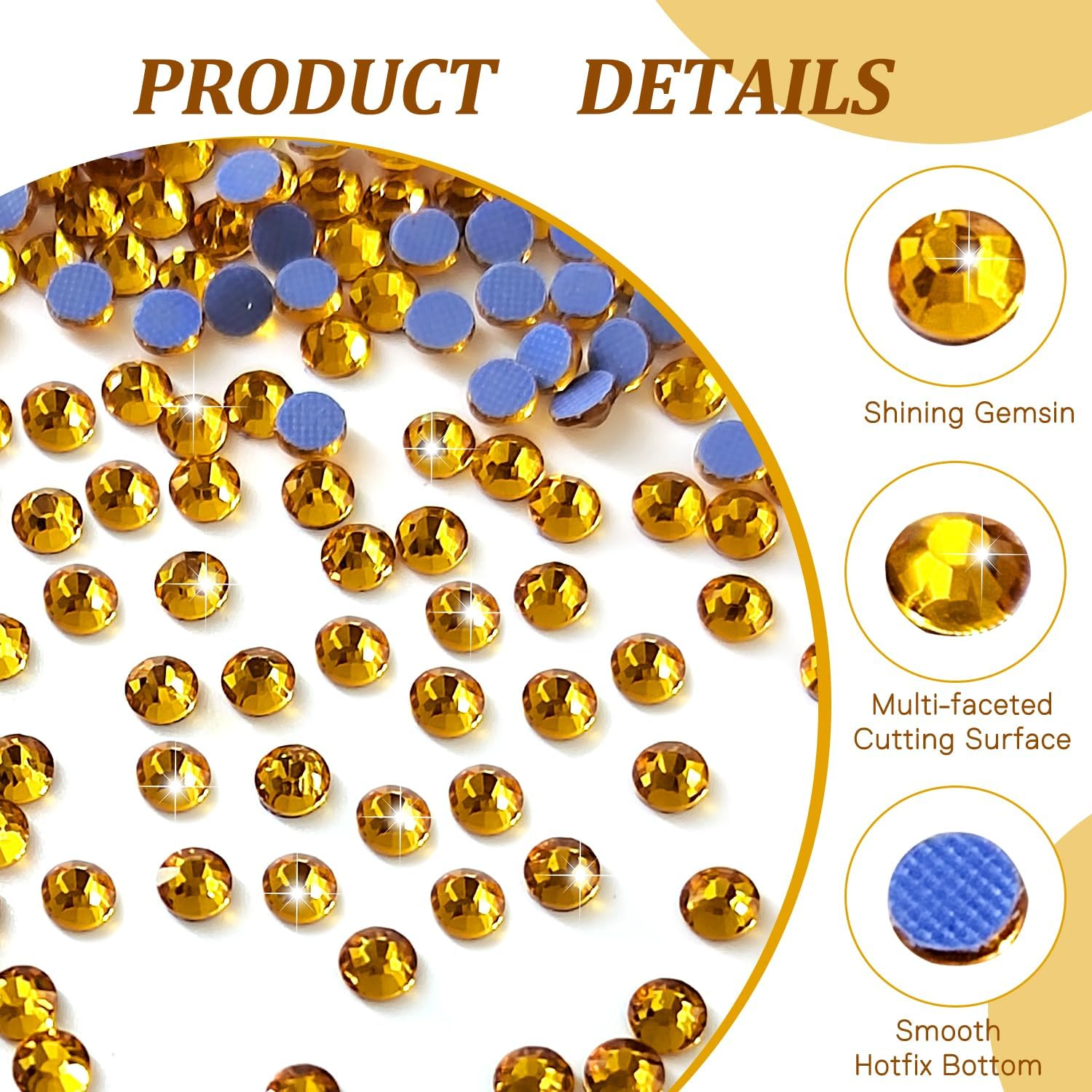 Liliume 2880 Pieces Hotfix Rhinestones SS10 Topaz Rhinestones 15 Colours 4 Sizes round Glass Rhinestones for Clothing Shoes DIY Crafts (Topaz-Ss10) image number 4