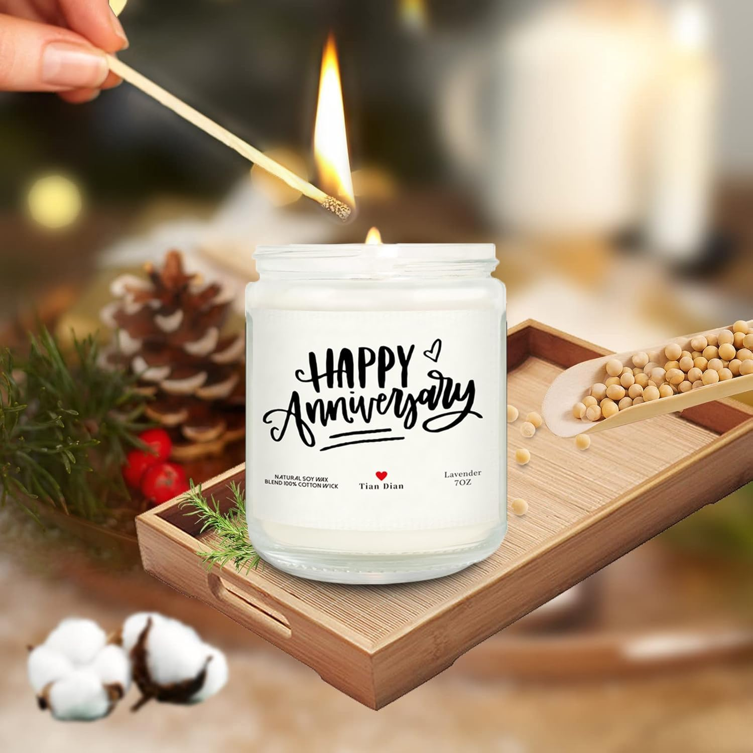 Celebratory Unisex Anniversary Candle in Jar image number 6