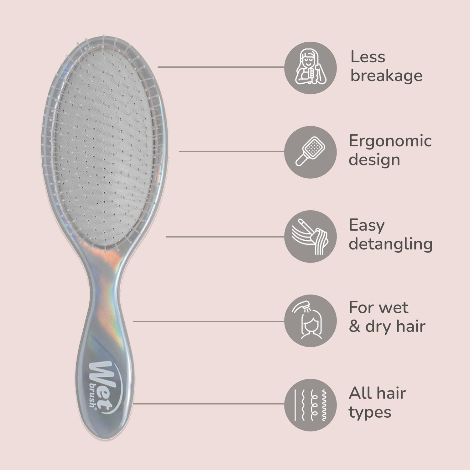Wet Brush Original Detangler, Chrome (Iridescence Icon), Ultra-Soft Intelliflex Bristles Glide through Tangles, Detagnling Hair Brush, All Hair Types (Wet & Dry), Women & Men, Limited Edition - Tutti Fruitti Cherry image number 4