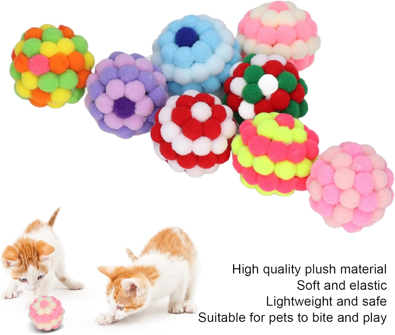 8Pcs Cat Balls Toys Colorful Fuzzy Ballss Built in Bell for Cats Poms Poms Balls Cat Toys Automatic Moving Rolling Balls Kitten Toys Indoor Cats Interactive Cat Toys for Indoor Cats/567 image number 6