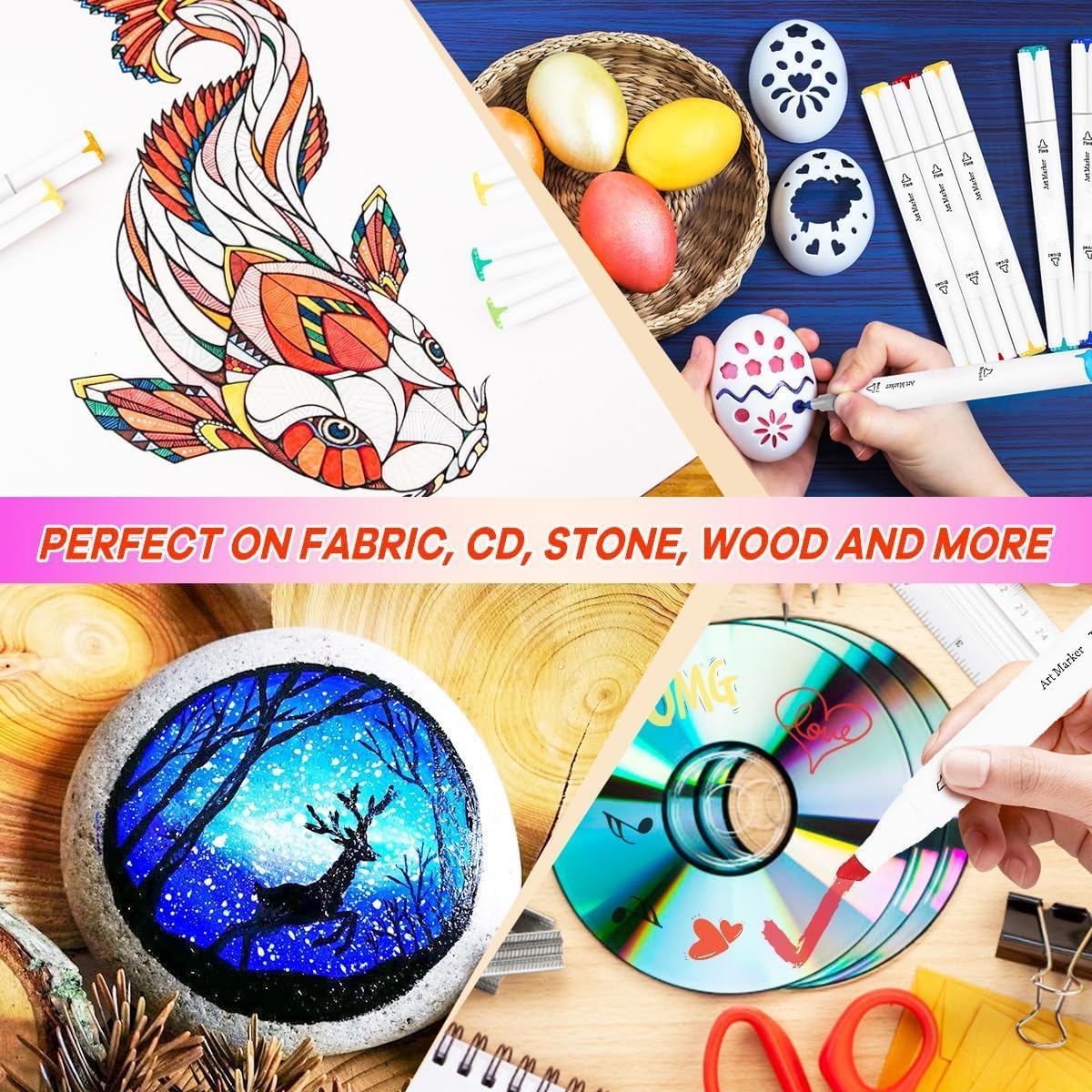 Aymxcls Art Markers Alcohol Based, 48-Color Double Tipped Coloring Drawing Illustrations, Artist Dual Tip Graphic Markers Crayon Markers for Coloring Drawing image number 6