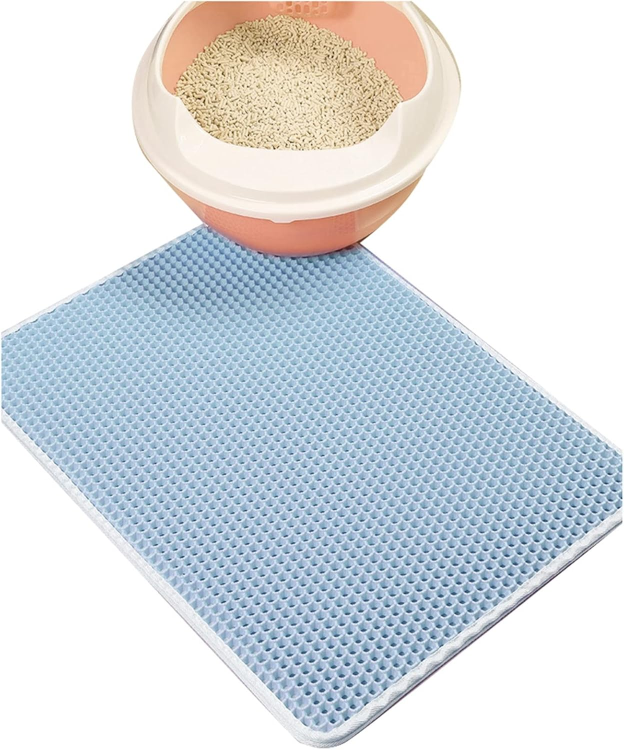 Cat Litter Mat, Litter Collection Mat, Soft, Double Layer, Waterproof Backing, Cat Litter Mat, EVA Material, Prevents Slipping, Pet Mats for Kittens, (Baby Blue, 40 X 50 Cm) image number 3