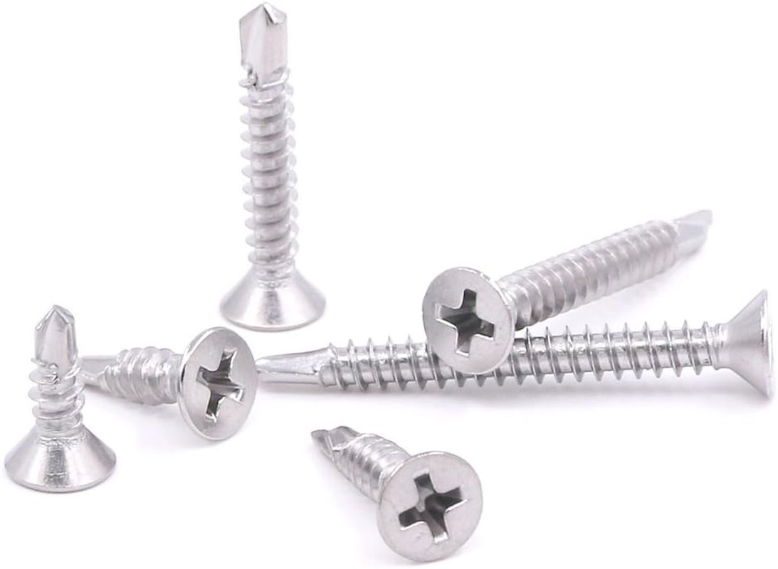 Hilitchi 410 Stainless Steel Flat Head Phillips Self Drilling Screws Sheet Metal Tek Screws Assortment Kit, Modified Truss Head Self Driller - Size: #8 X 1/2" ~ #8 X 1-1/2" (Pack of 240) image number 6