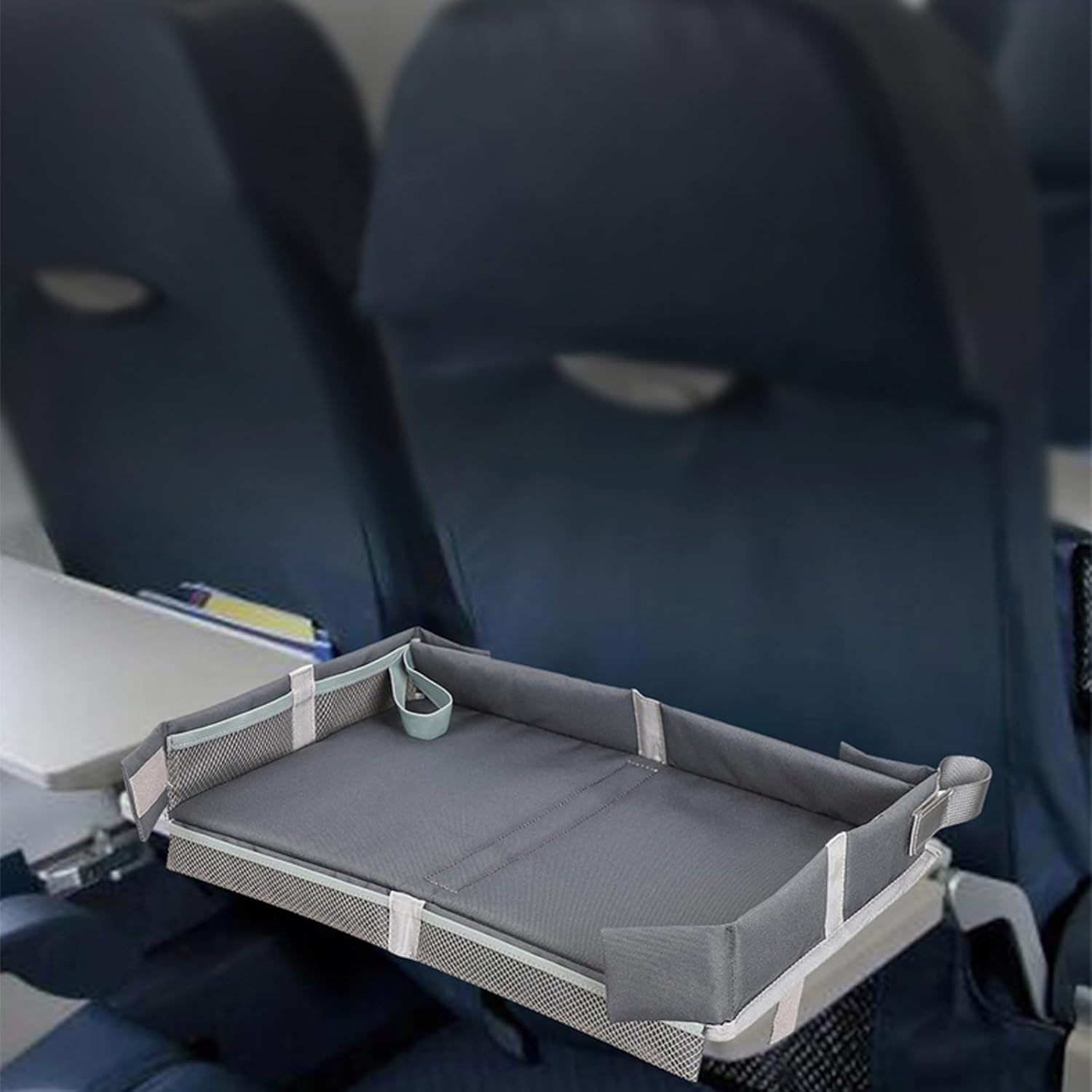 Travel Tray for Plane,Airplane Tray Table Cover,Foldable Travel Tray Cover,Travel Table with Pockets,Play Space Compact Flying Supplies Snack Desk for Road Trip Boys Plane Girls Train Vacation image number 5