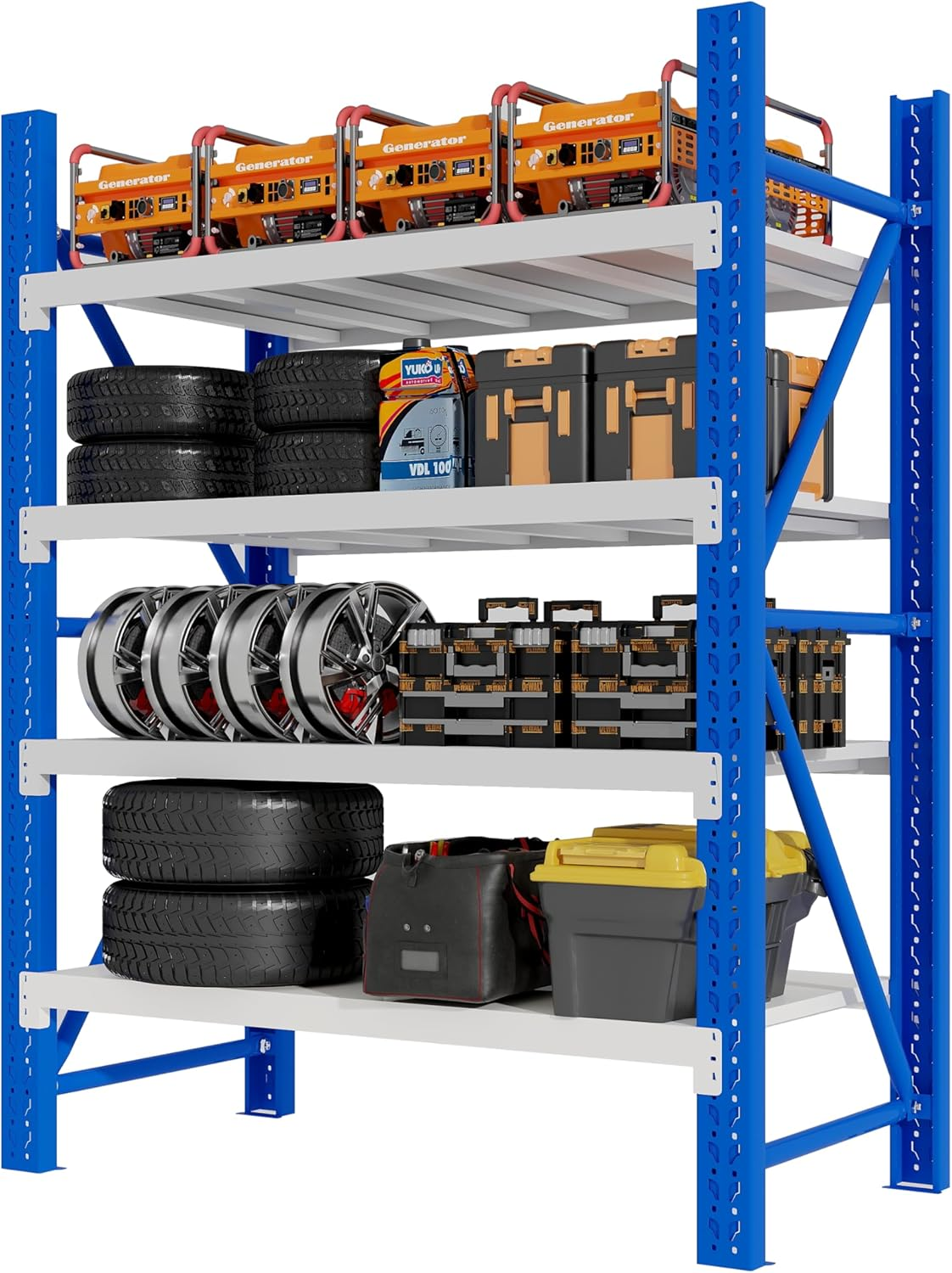 1.2M X 1.8M Heavy Duty Metal Shelving System (Blue and White) image number 1