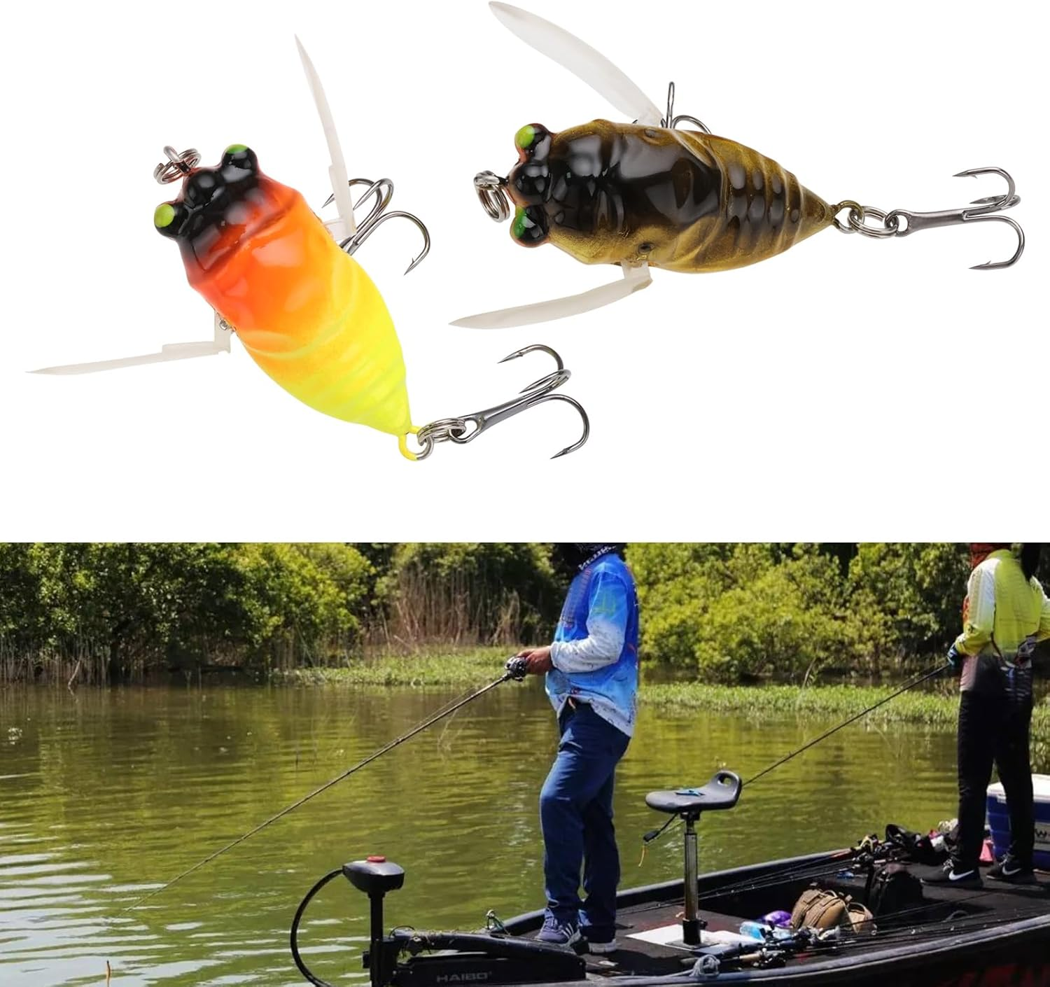 5Pcs Fishing Lure Hook Cicada Shape Fishing Bait 6G/5Cm Freshwater Crank Baits Artificial Cicada Lures for Topwater Fishing image number 2