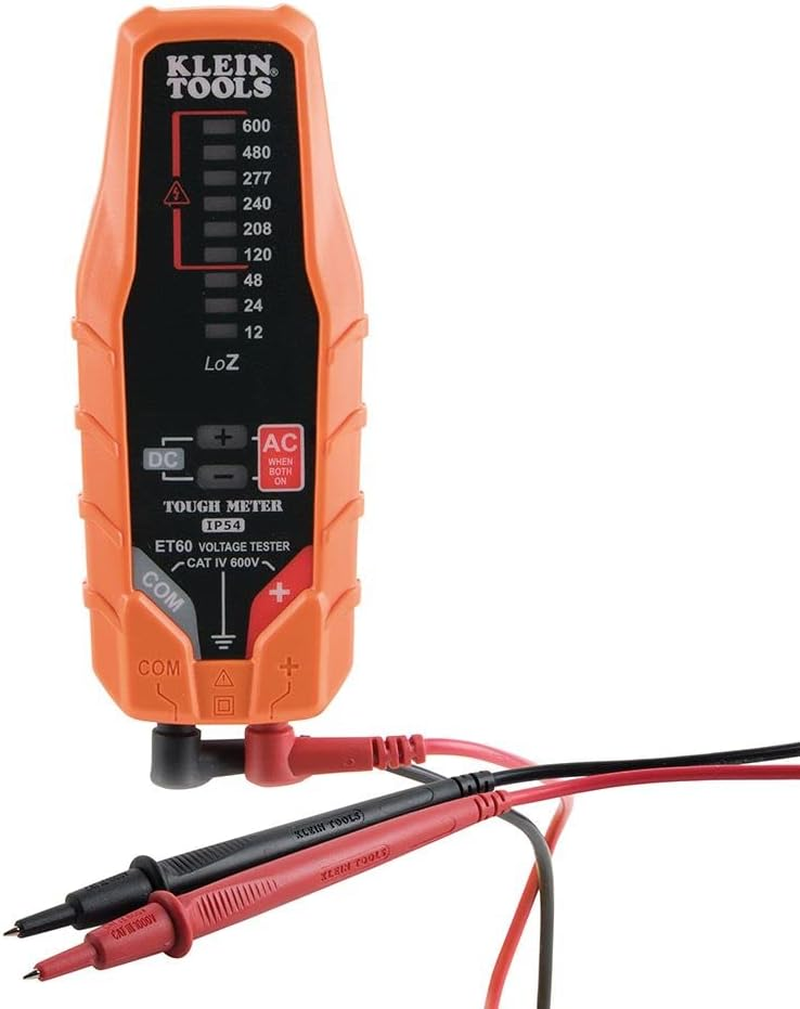 Klein Tools Electronic AC/DC Voltage Tester, Tests AC/DC Voltage from 12-600V, ET60 image number 1