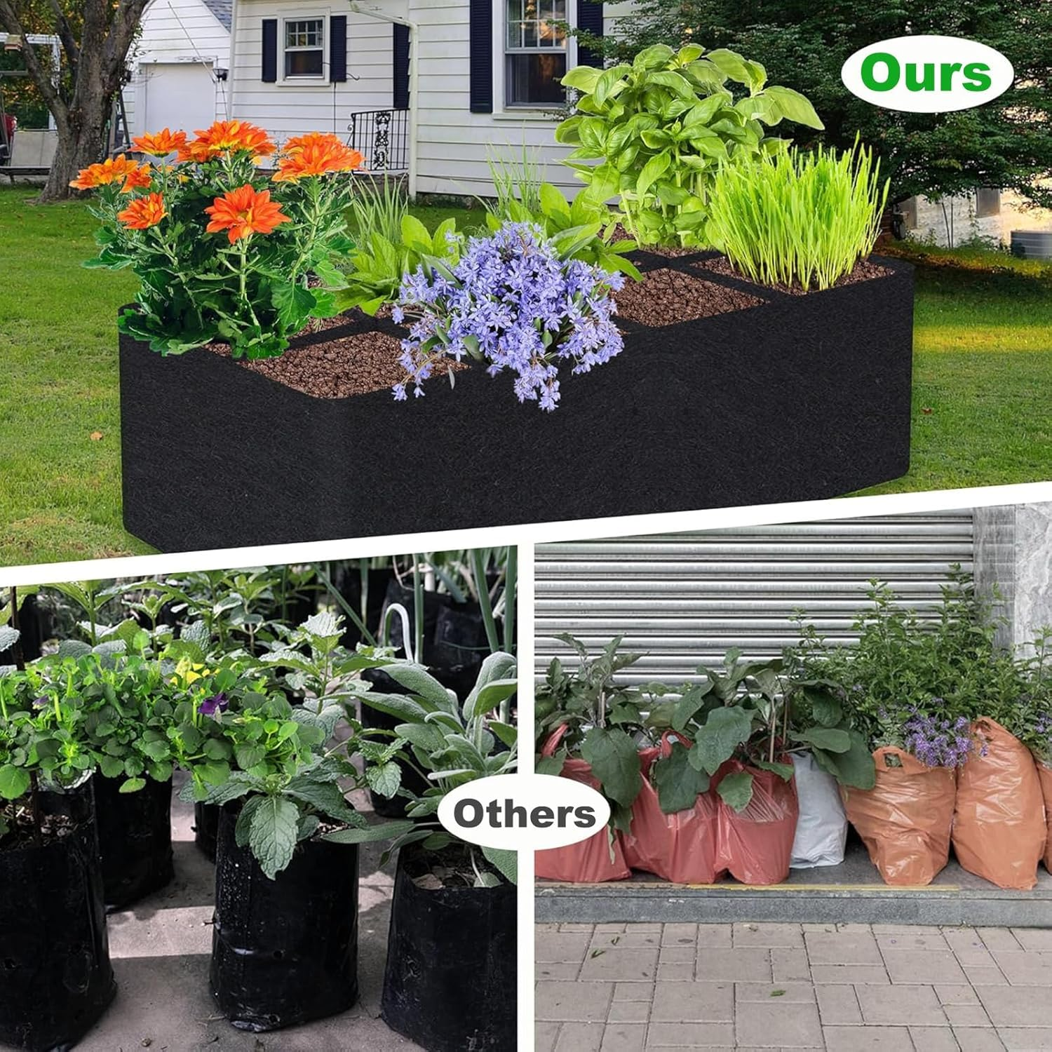 Fabric Raised Garden Bed, 8 Holes 128 Gallon Plant Grow Bag, Rectangle Garden Grow Bed Bags for Growing Herbs, Flowers and Vegetables image number 5