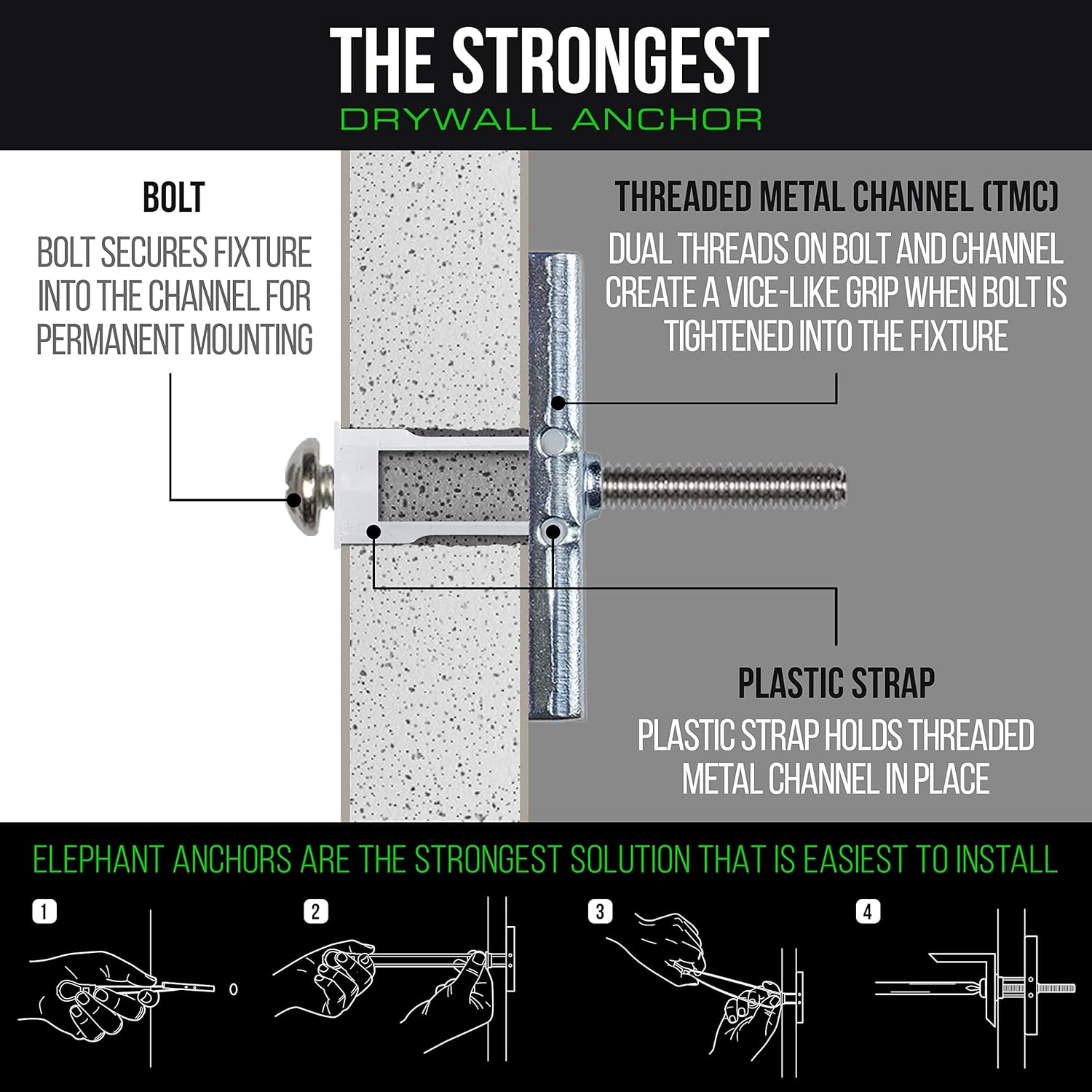 Condomounts MSK9010 Steel Stud TV Mounting Kit | Wall Mount VESA Mount Screws, Anchors & Titanium Drill Bit | Heavy Duty TV Mounting Hardware Kit Supports 200Lbs image number 3
