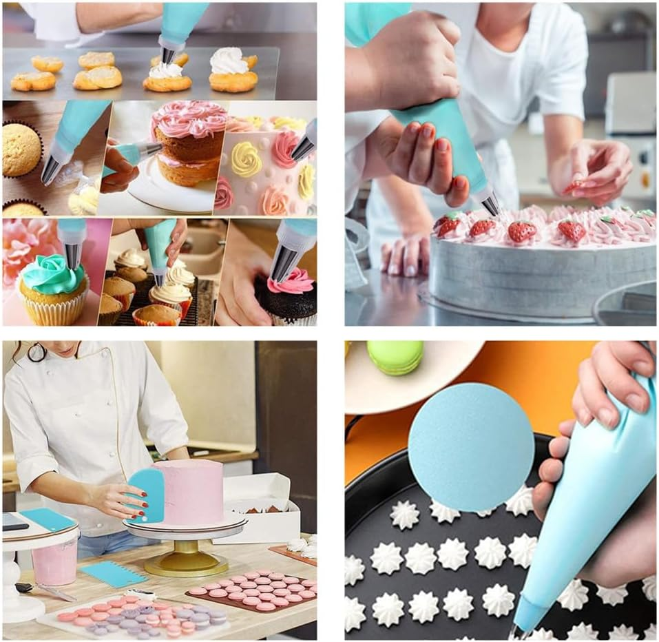Piping Bags and Tips Set, Cuicanfla 15 Pcs Frosting Piping Kit for Baking with Reusable Pastry Bags and Tips, Piping Nozzles, Standard Converters, Cake Decorating Tools image number 3