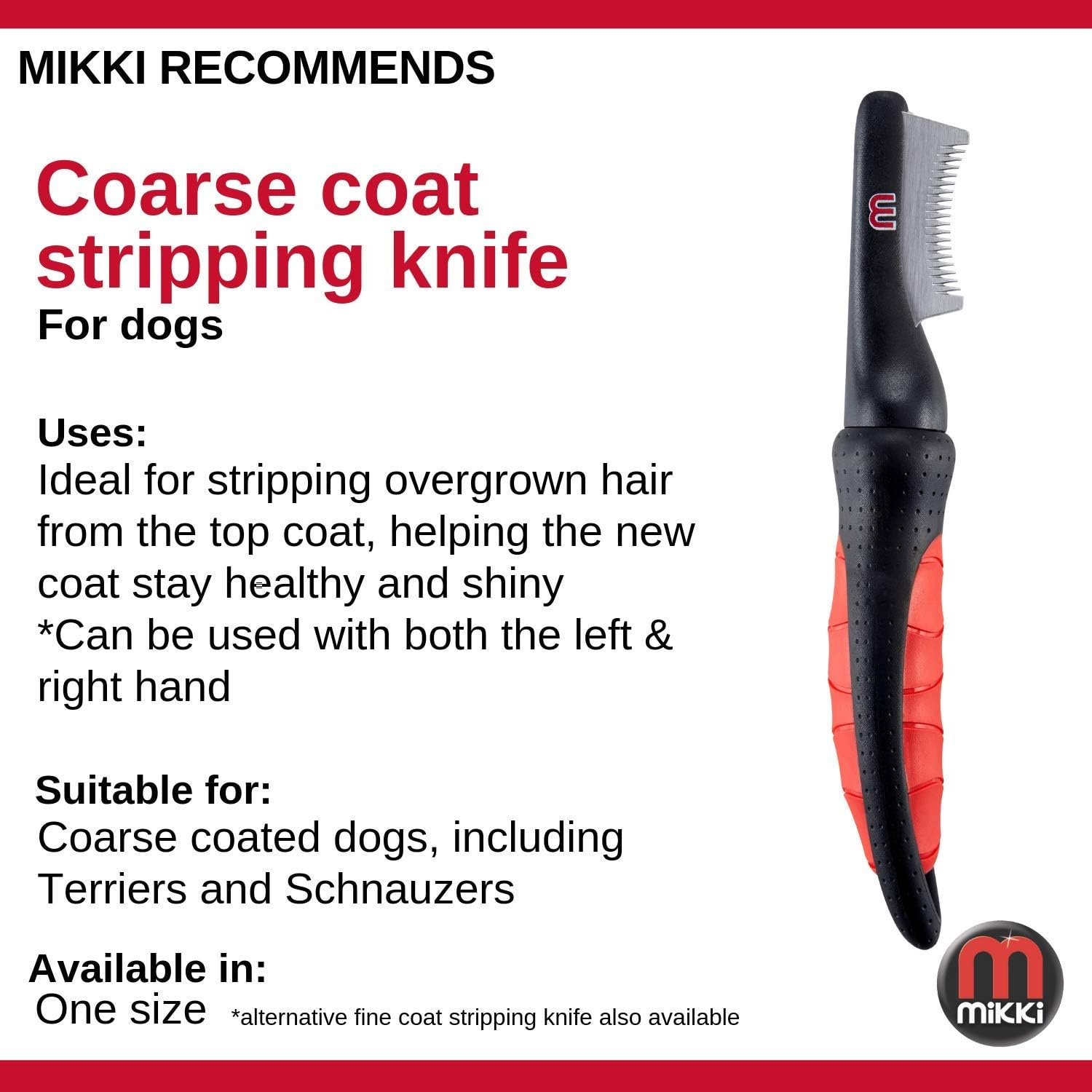 Mikki Dog, Puppy Grooming Stripping Knife - Hand Stripping Blade Tool for Coarse Hair Coats image number 1