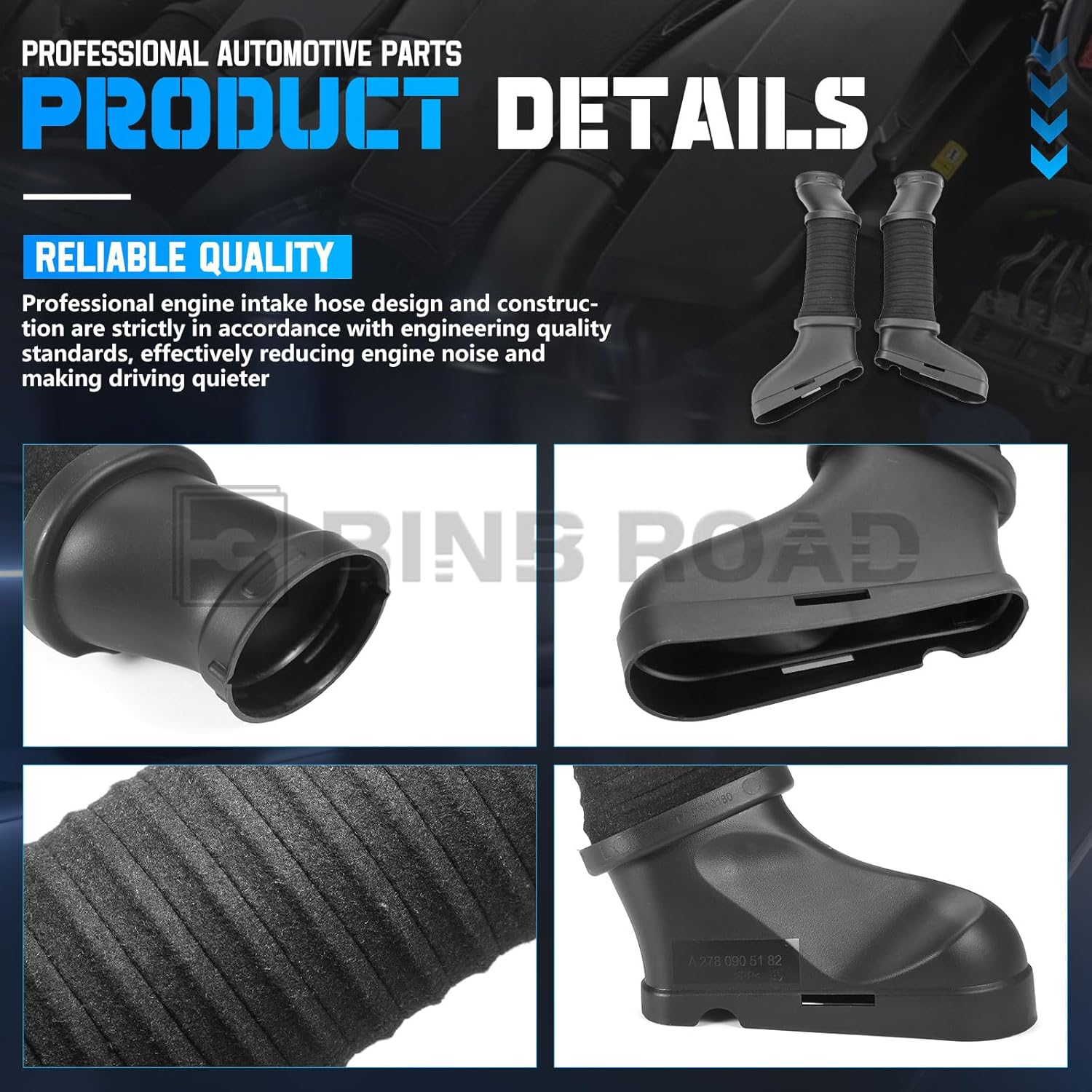 BINB ROAD Pair of Engine Air Intake Duct Hose Pipe 2780905182 2780902082 Compatible with Mercedes-Benz E550 CLS550 E63 AMG W212 W218 image number 1