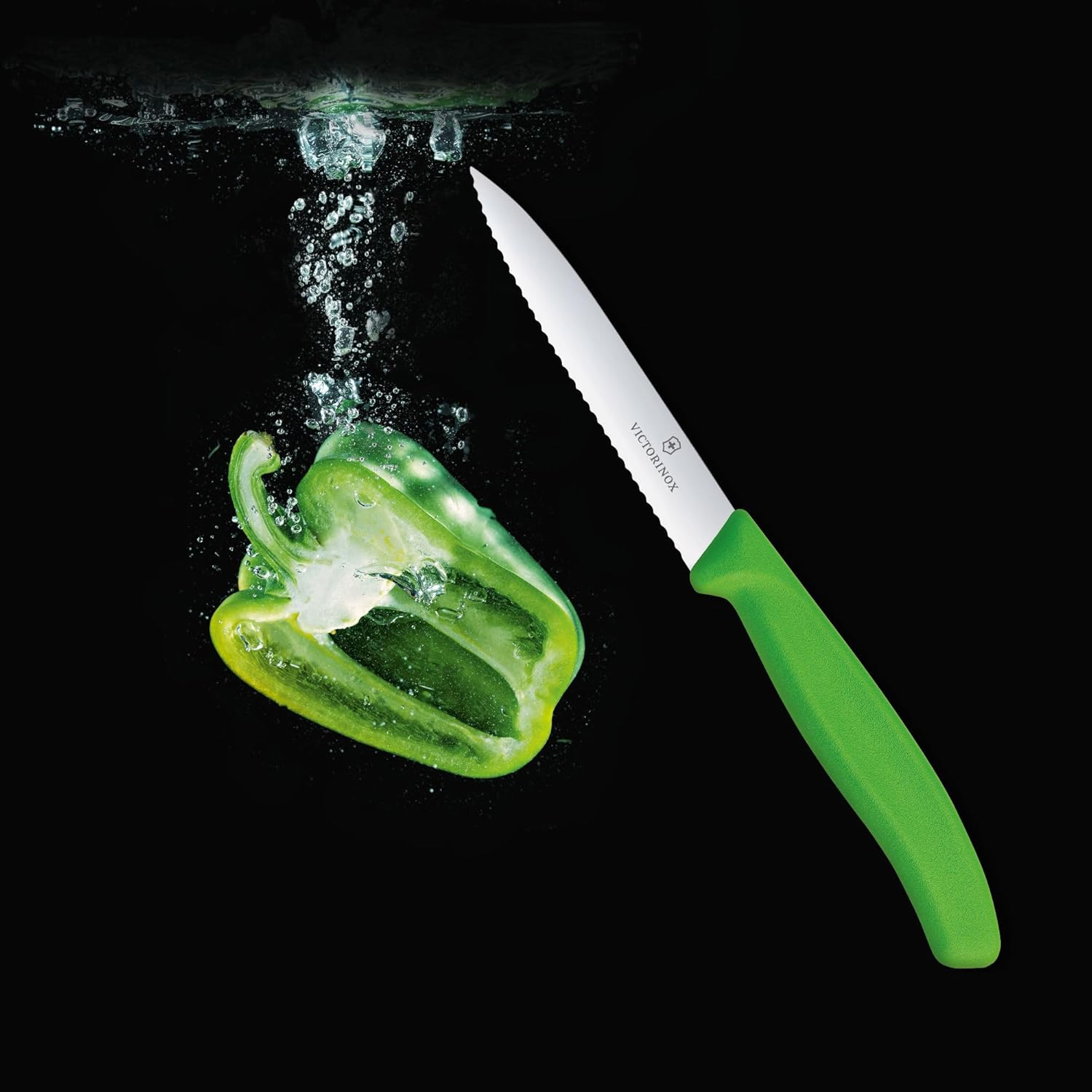 Victorinox Swiss Classic Pointed Tip Wavy Edge Paring Knife, Green, 6.7736.L4