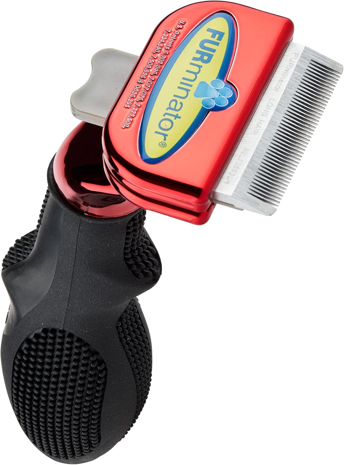 Furminator Deshedding Brush Comb Tool for Long Hair Small Dogs, Metallic Red