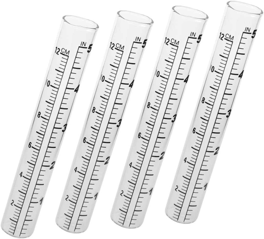 TOYANDONA 4Pcs Outdoor Rain Gauge Glass Tubes Clear Transparent Rainfall Measuring Cups with Intuitive Scale for Accurate Precipitation Measurement in Gardens and Landscapes image number 3