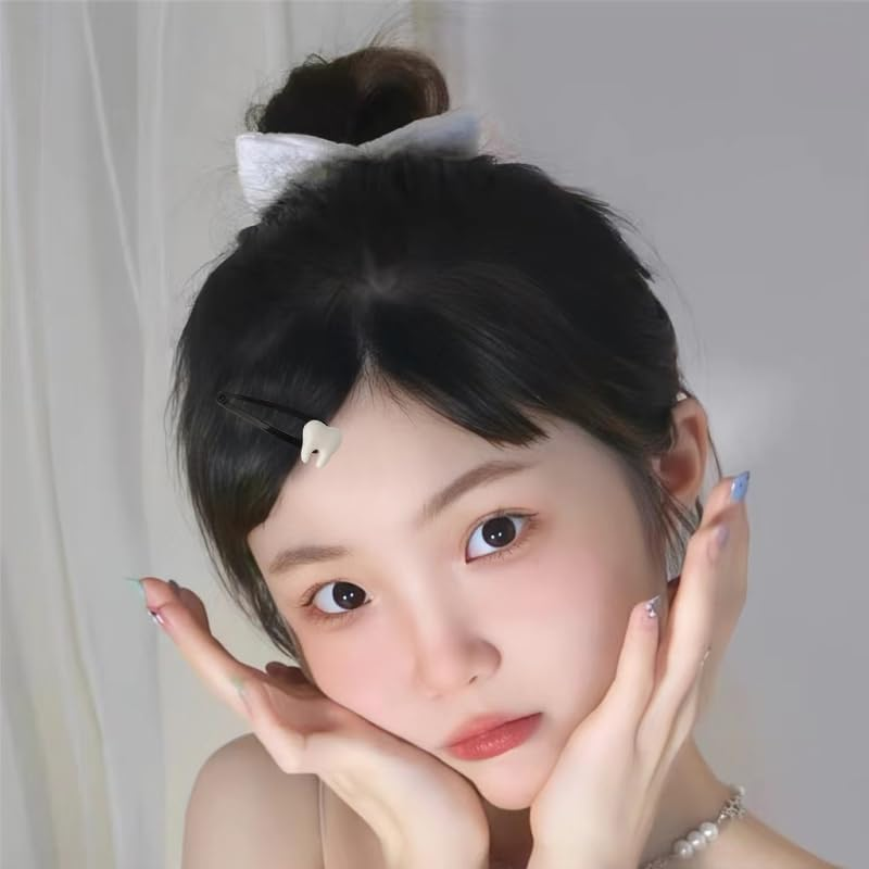 Tooth Shaped Hair Clips Goth Gothic Halloween Hair Accessories for Women Girl Teeth Bone Y2K Hair Snap Clips Barrettes Halloween Party Costumes Accessories for Dentist Hair Decors Headpiece image number 3