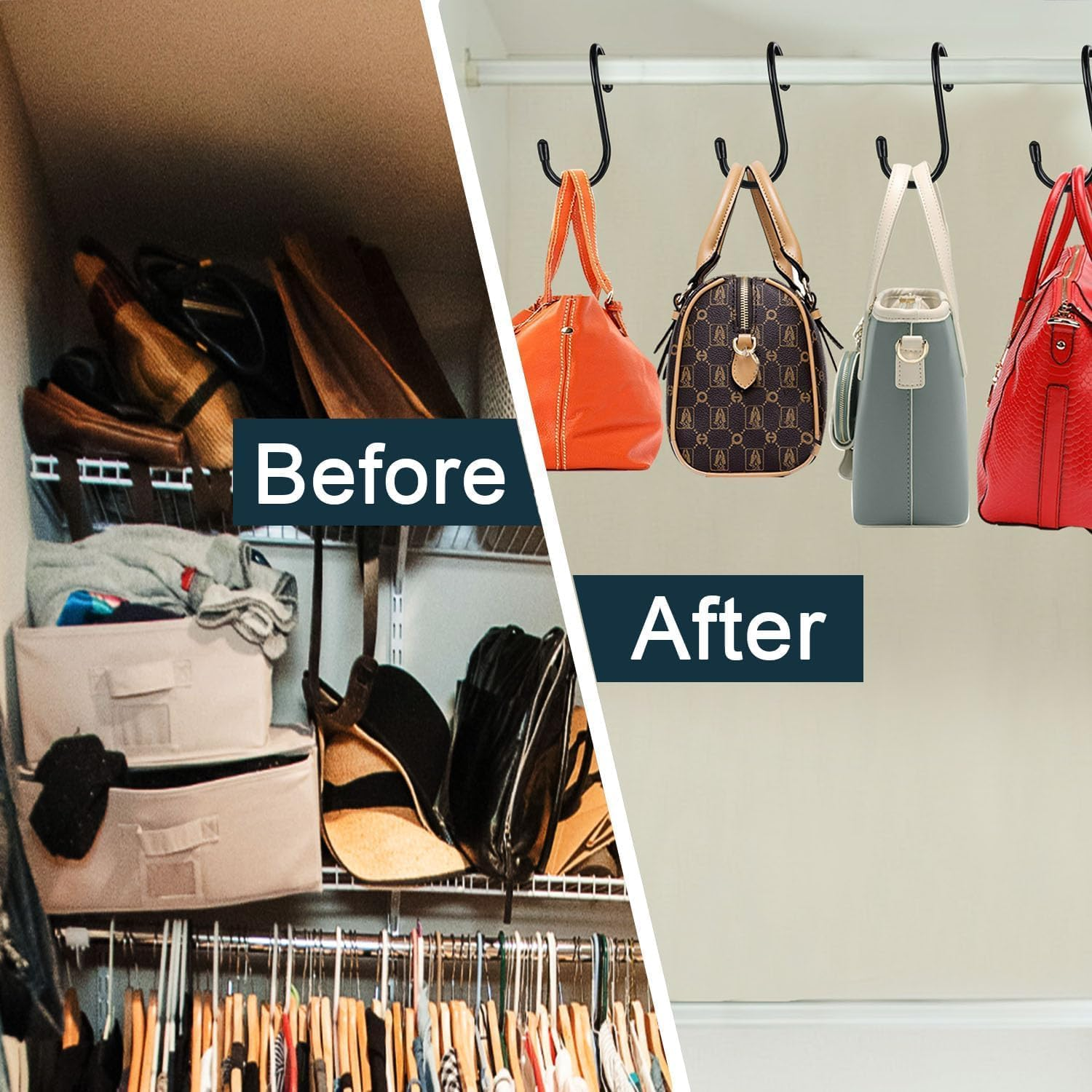 Purse Hanger for Closet,Unique S-Shaped Twist Design Sponge anti Scratch Bag Hook,Be Used for Handbags,Purses, Belts, Clothes,Pots,Garage Suspension Tools (3Pack image number 5